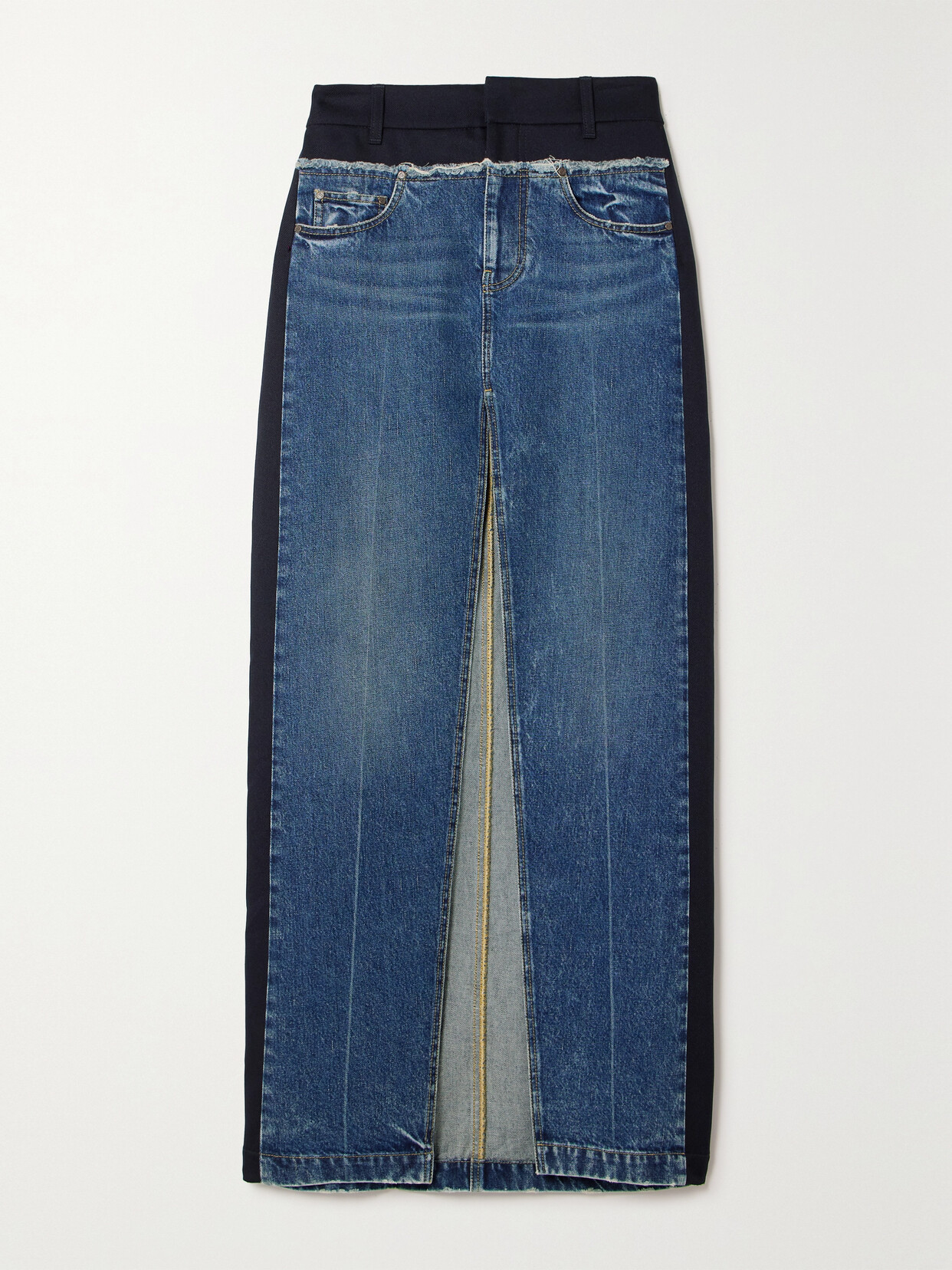 Stella McCartney - + Net Sustain Paneled Denim And Wool-twill Maxi Skirt - Blue