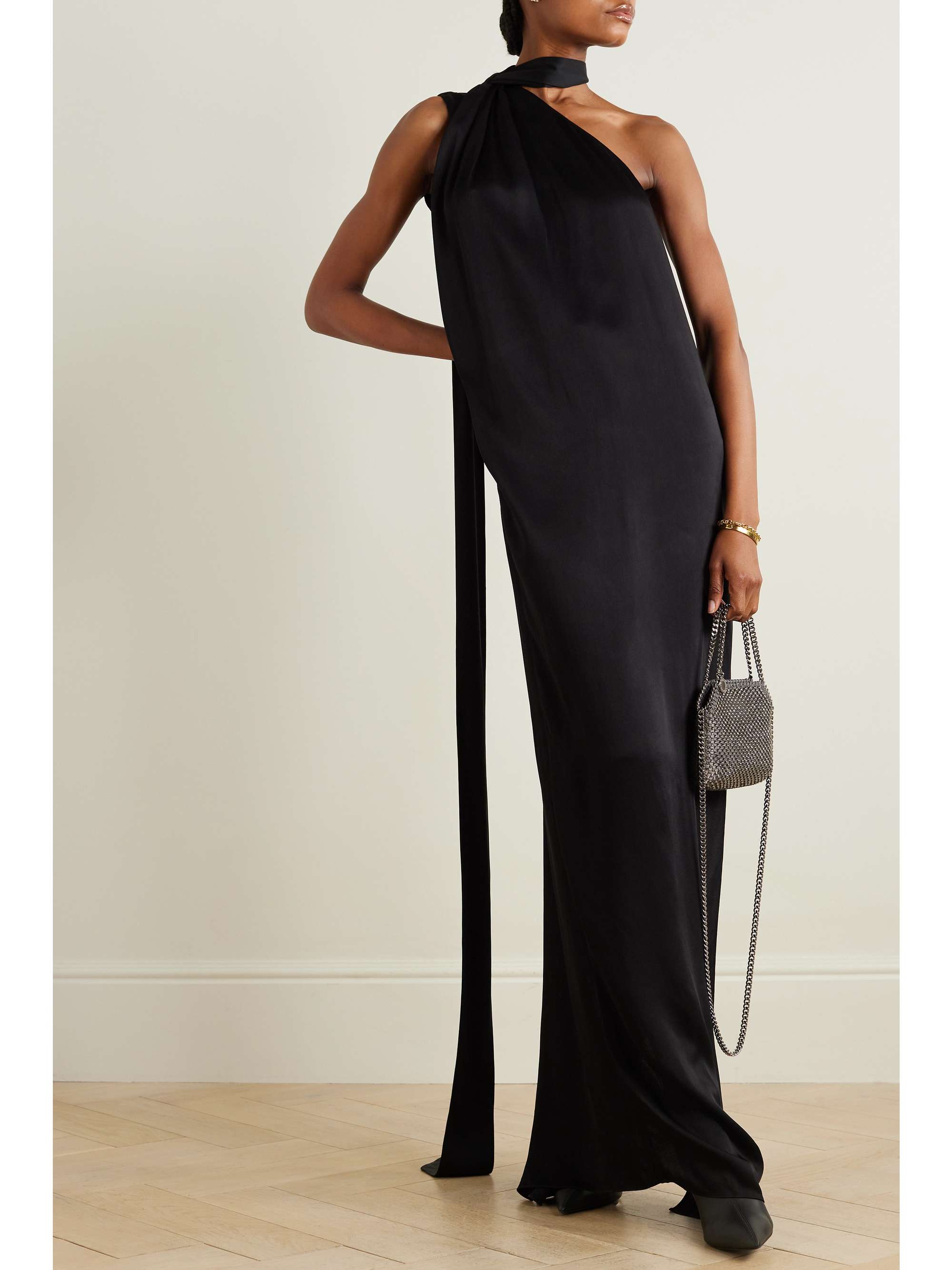 STELLA MCCARTNEY + NET SUSTAIN one-shoulder satin gown | NET-A-PORTER