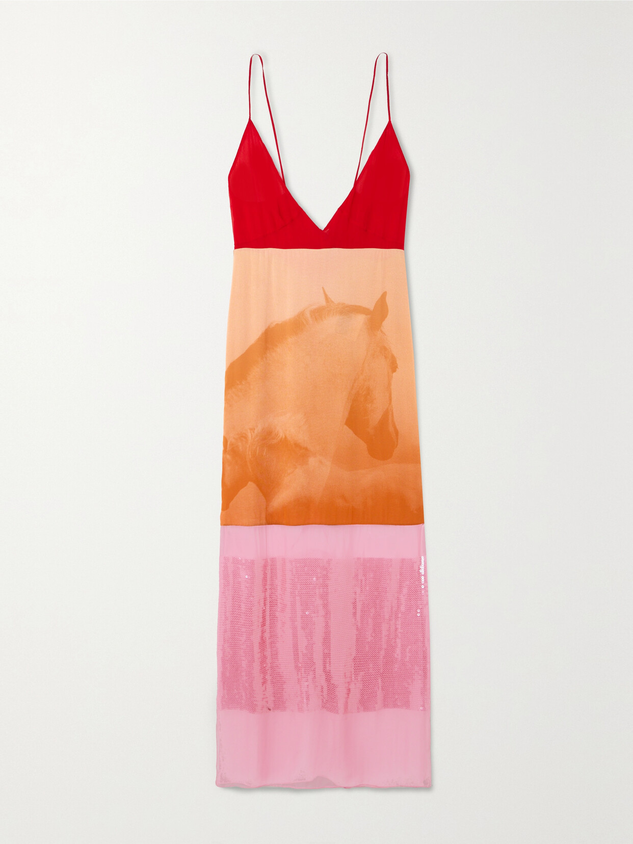 STELLA MCCARTNEY + NET SUSTAIN SEQUIN-EMBELLISHED PRINTED ORGANIC SILK CREPE DE CHINE MIDI DRESS