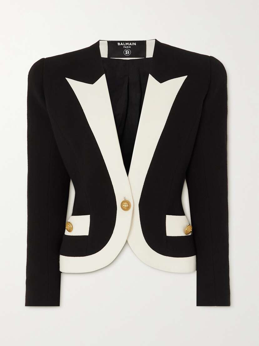 Balmain Two-tone Wool-crepe Blazer