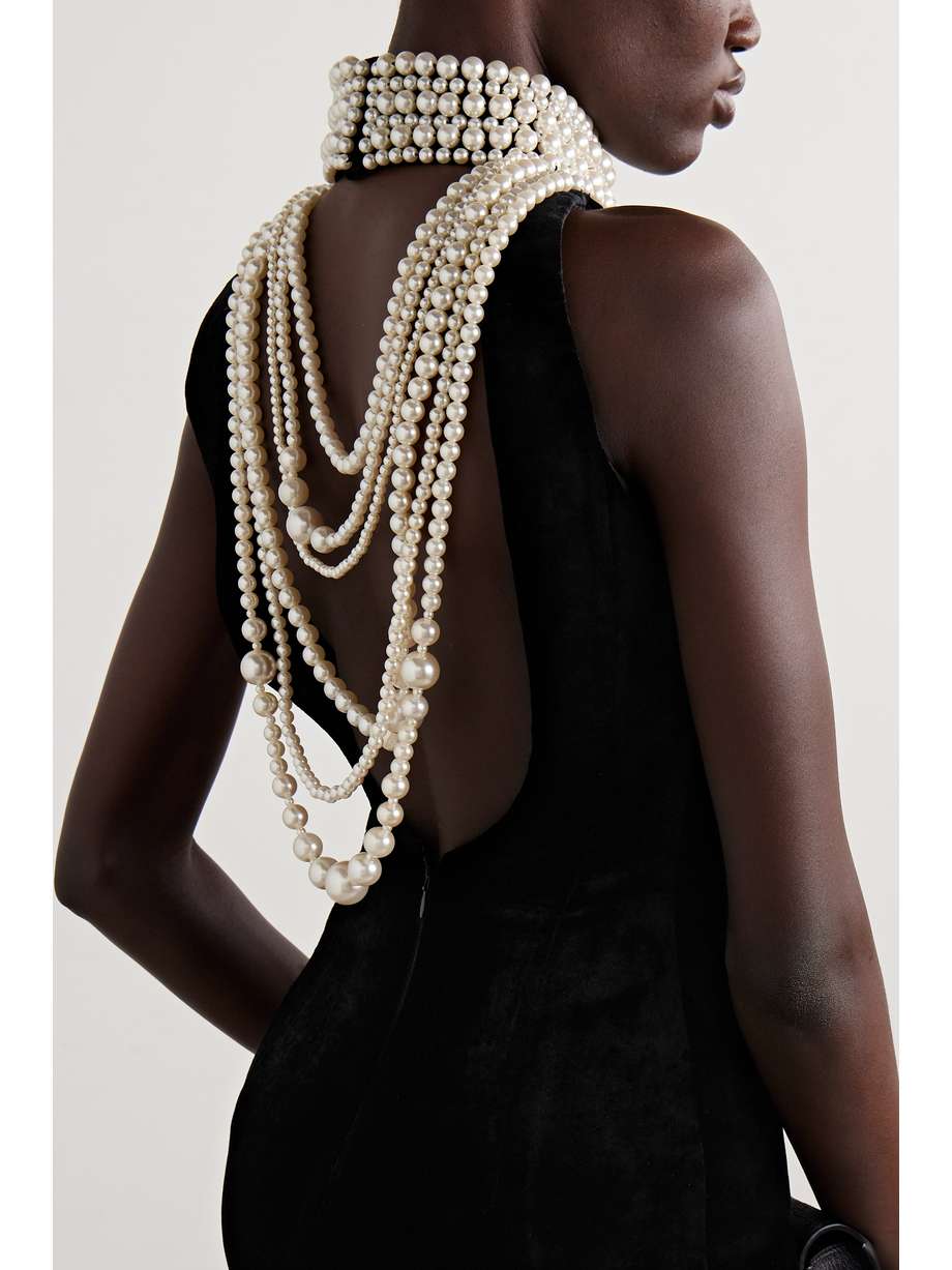 balmain v neck tie waist panelled crepe gown