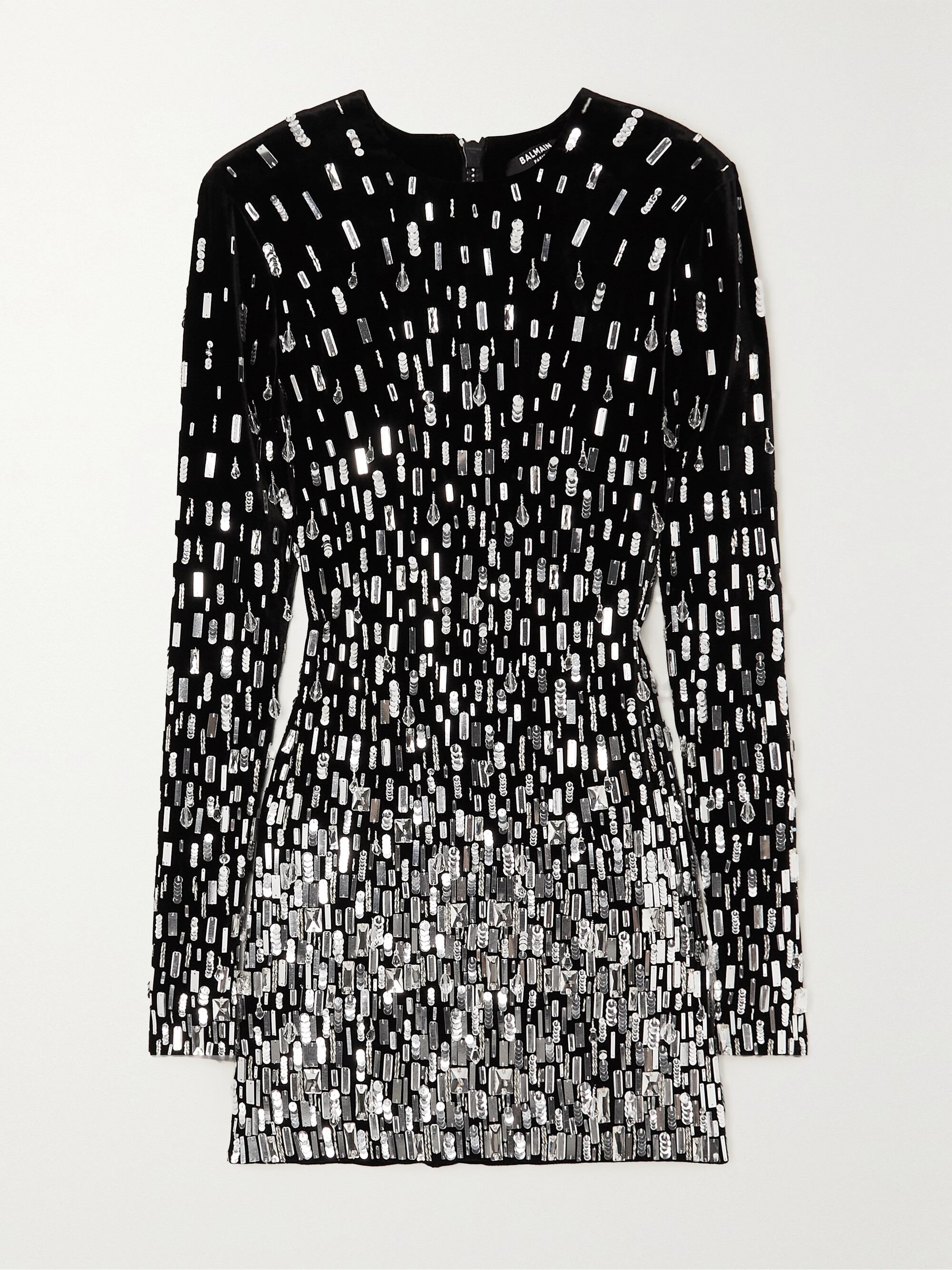Balmain Embellished velvet mini dress