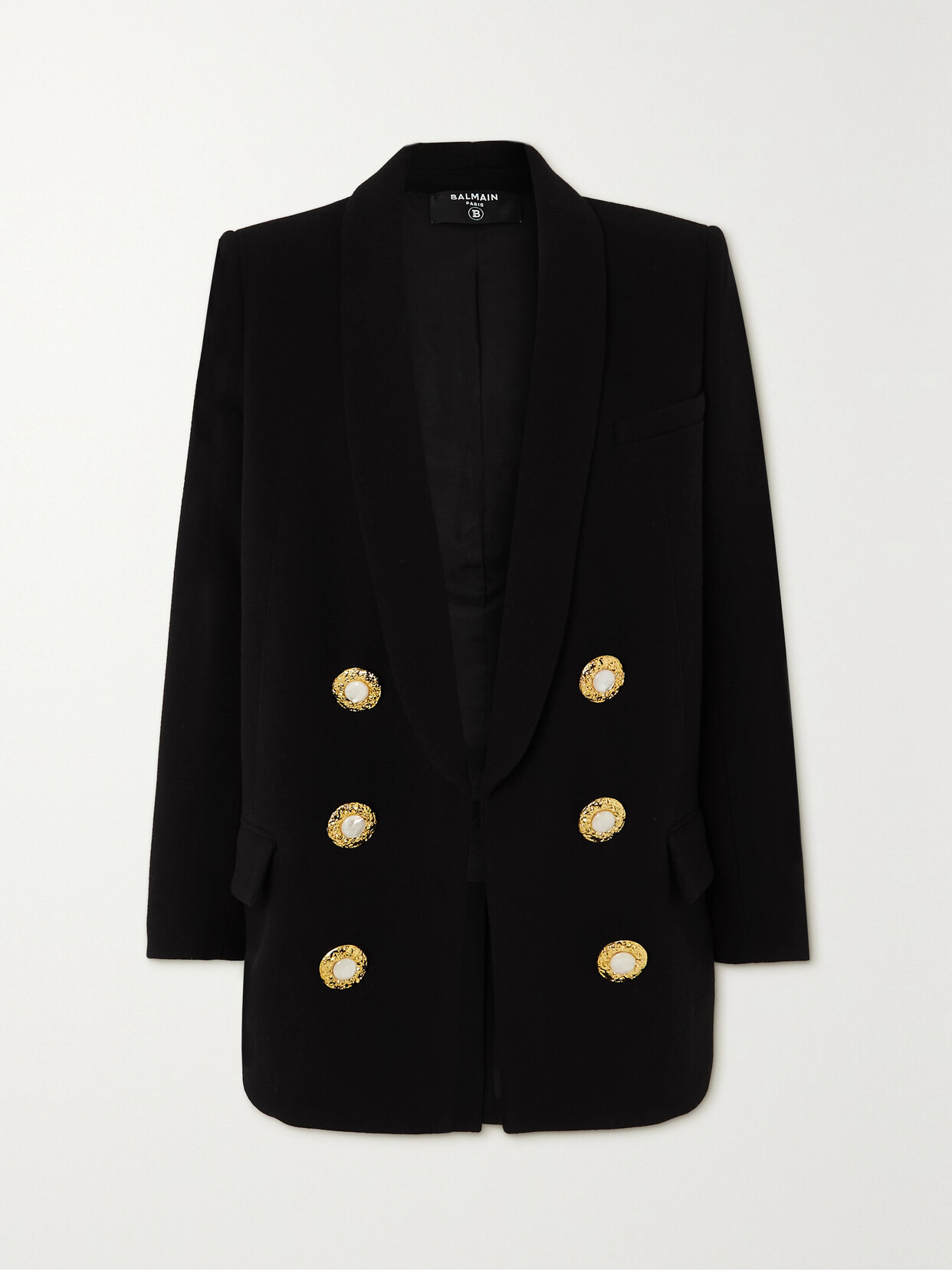 Balmain - Button-embellished Wool Blazer - Black