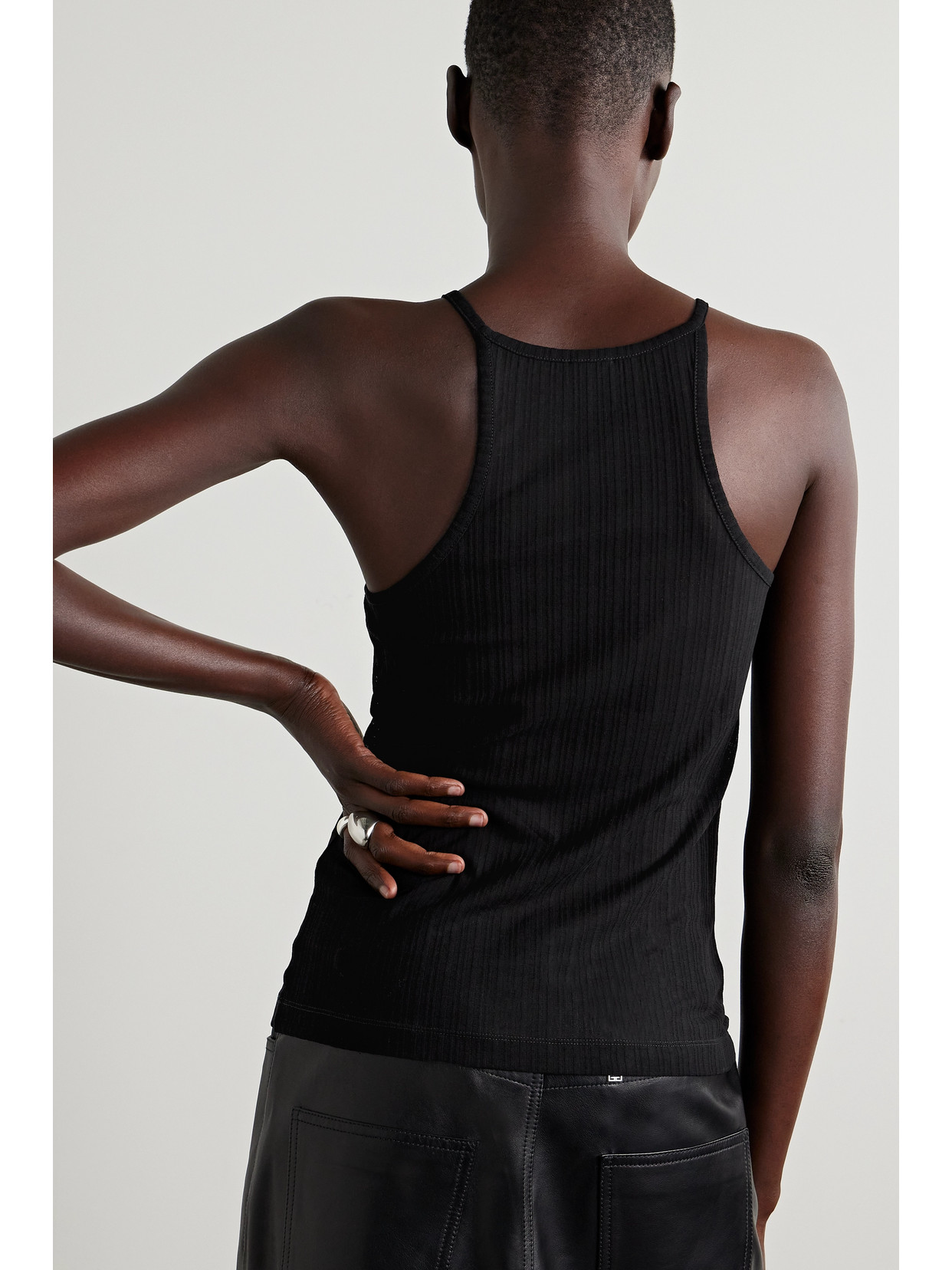 Givenchy Embellished Ribbed Cotton Tank In Black