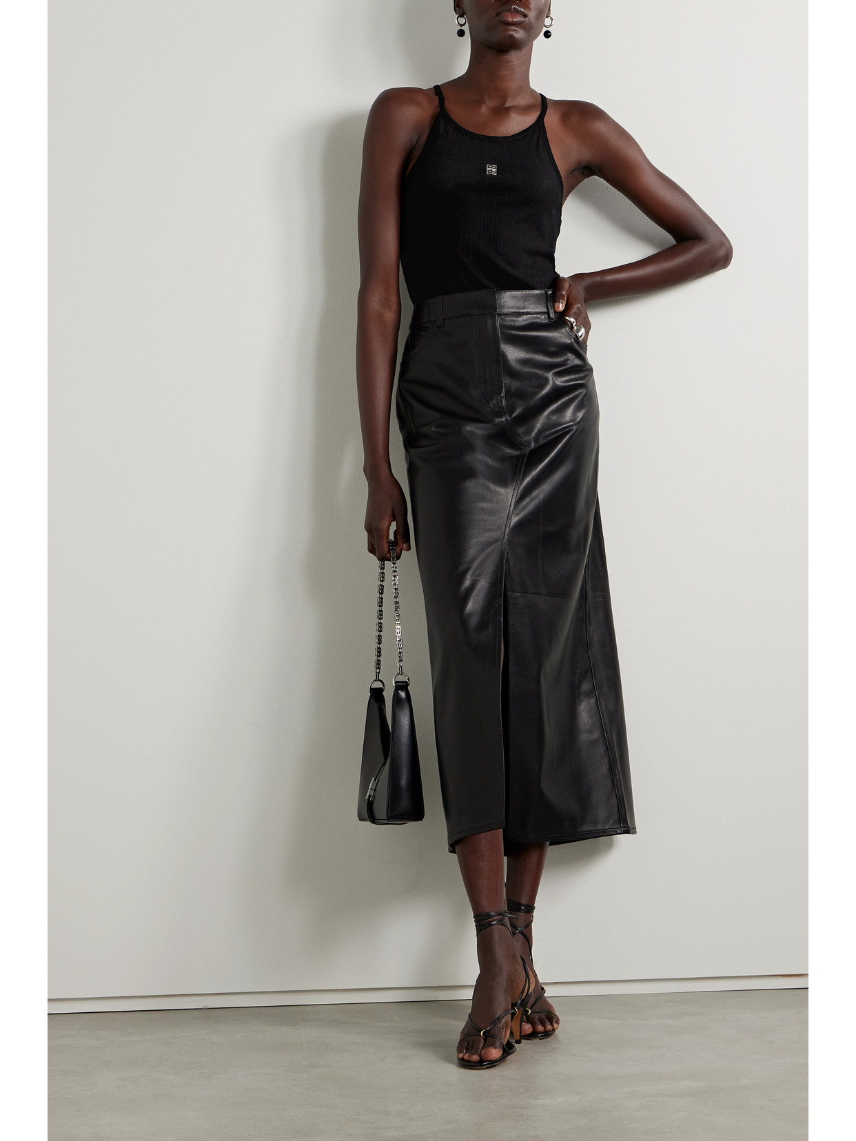 Givenchy Embellished Ribbed Cotton Tank In Black