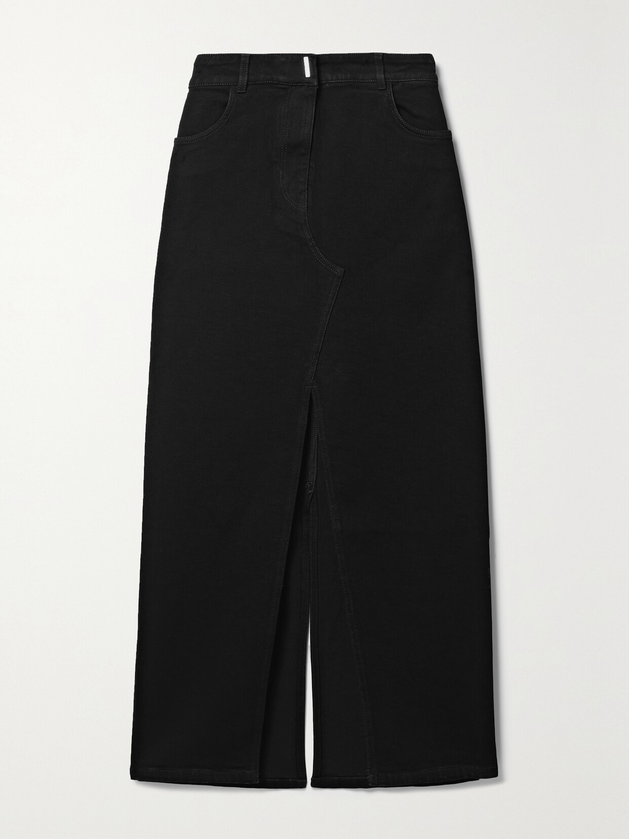 Shop Givenchy Denim Midi Skirt In Black