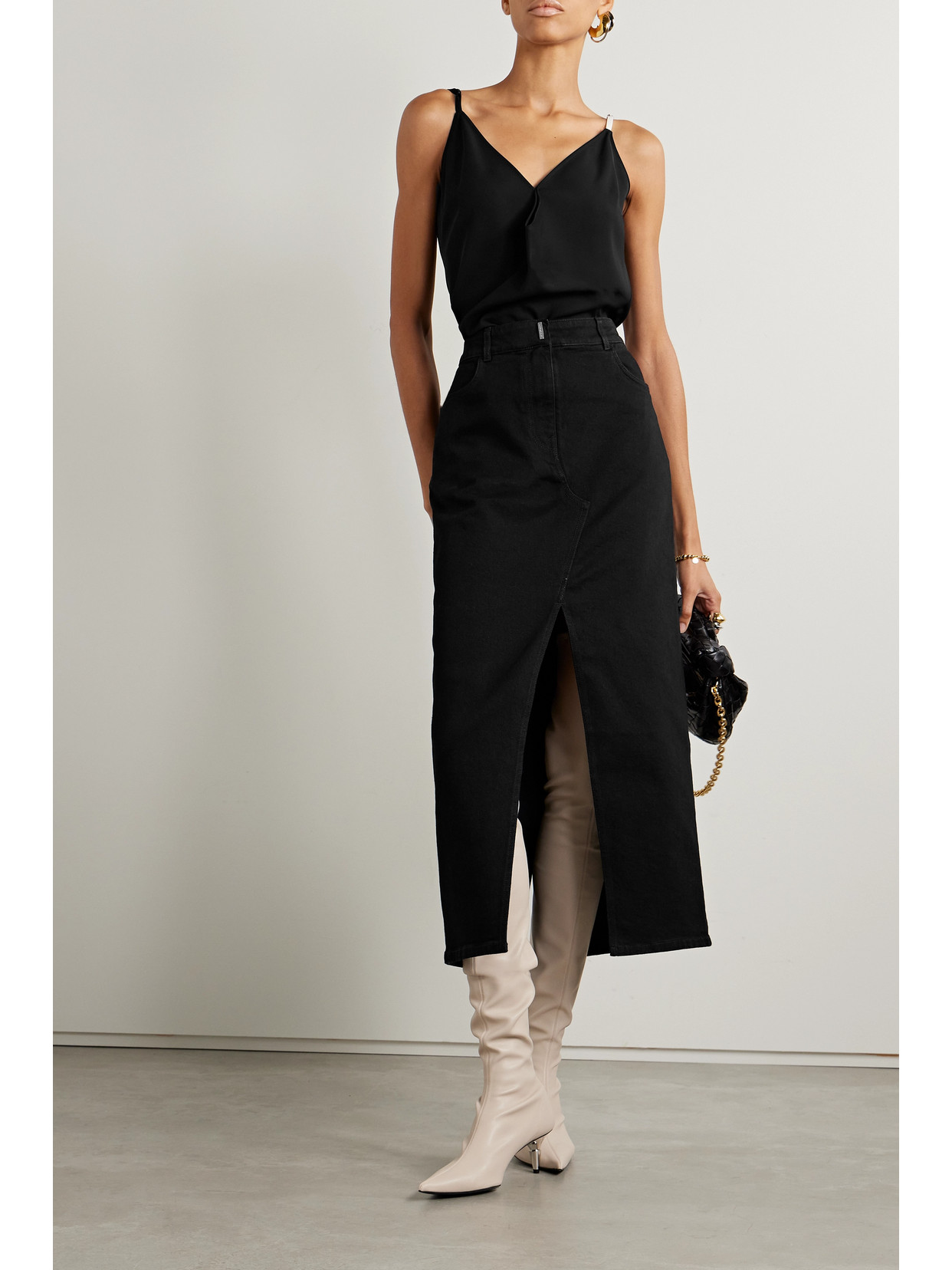 Givenchy Long Skirt With Front Split In Black