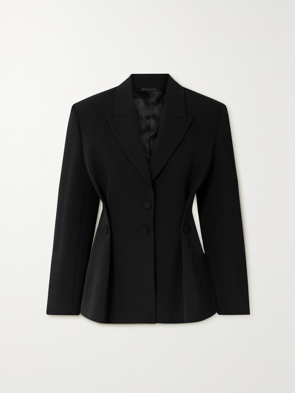 Givenchy Pleated Wool-twill Blazer In Black