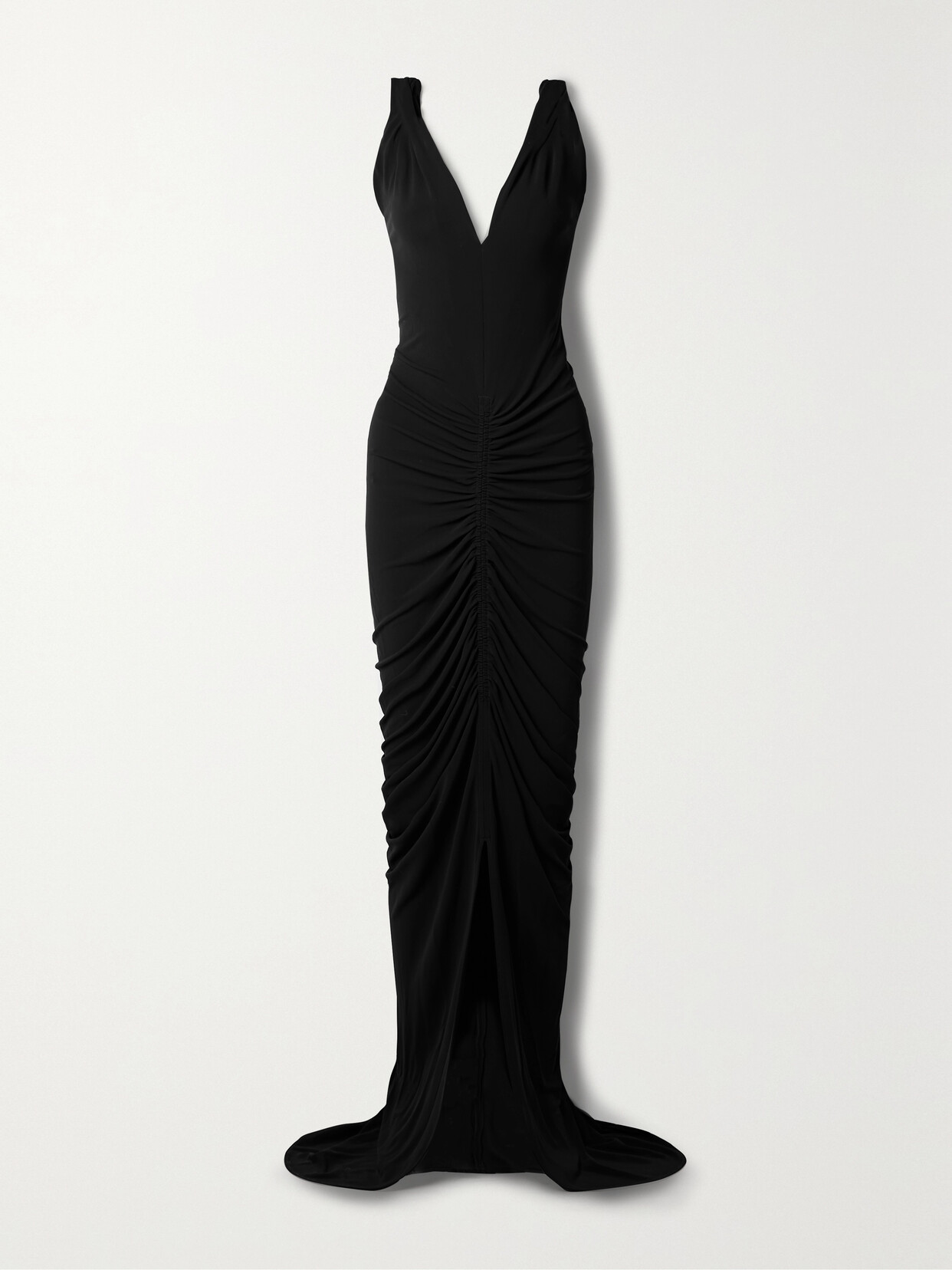 Shop Givenchy Open-back Ruched Crepe Gown In Black