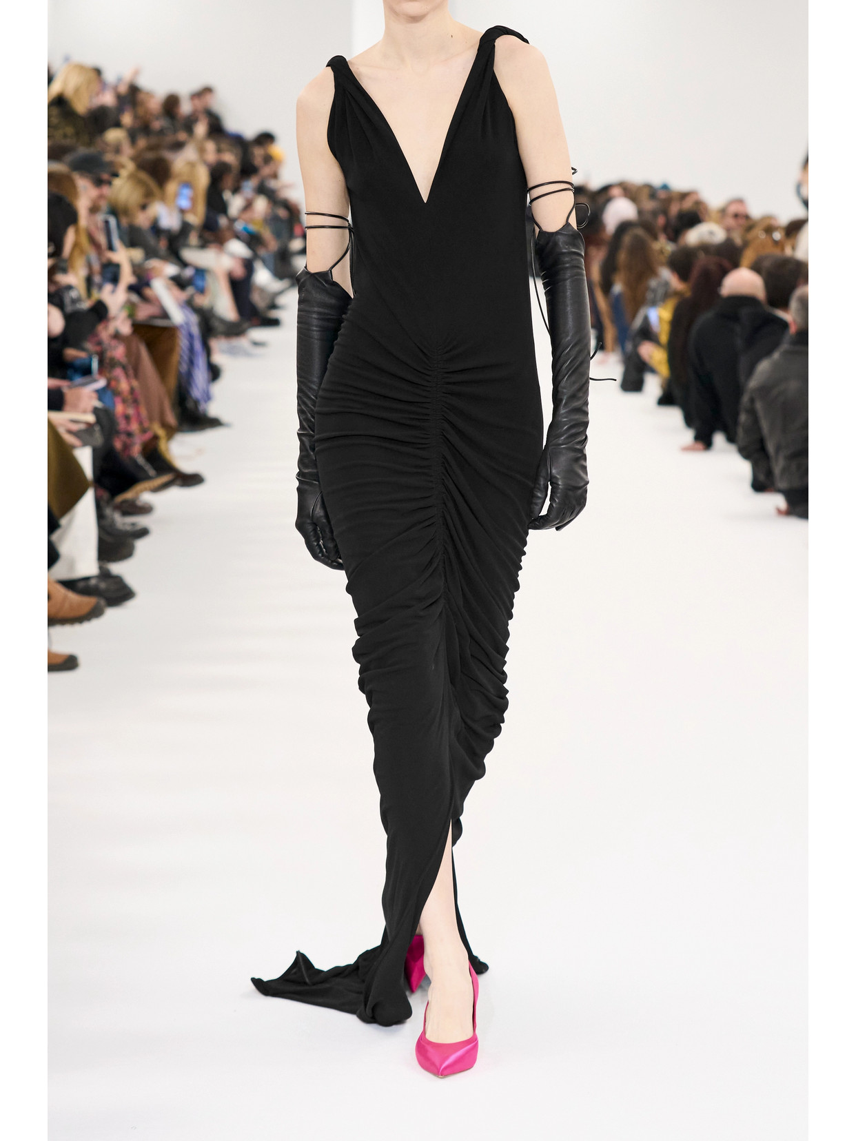Givenchy Open-back Ruched Crepe Gown In Black