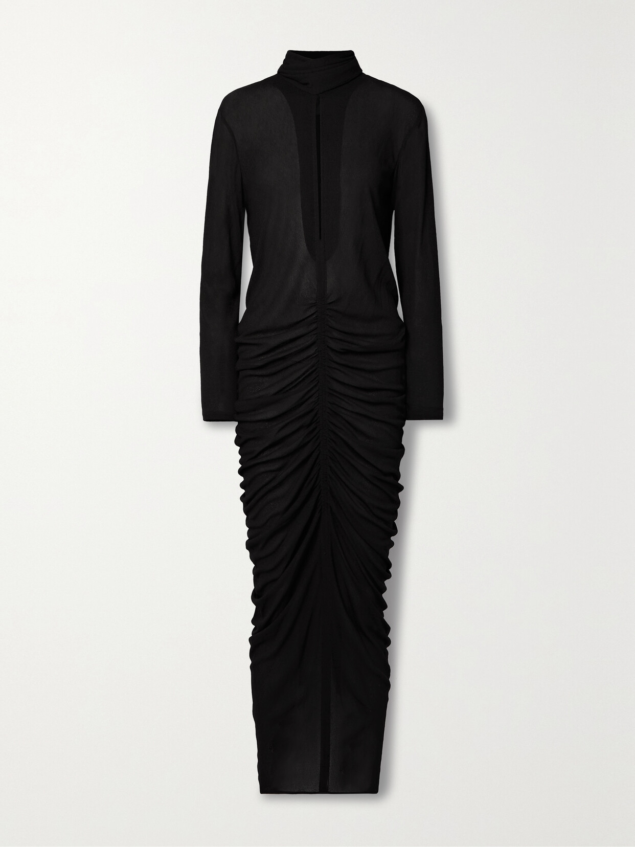 Givenchy Cutout Ruched Stretch-crepe Turtleneck Gown In Black