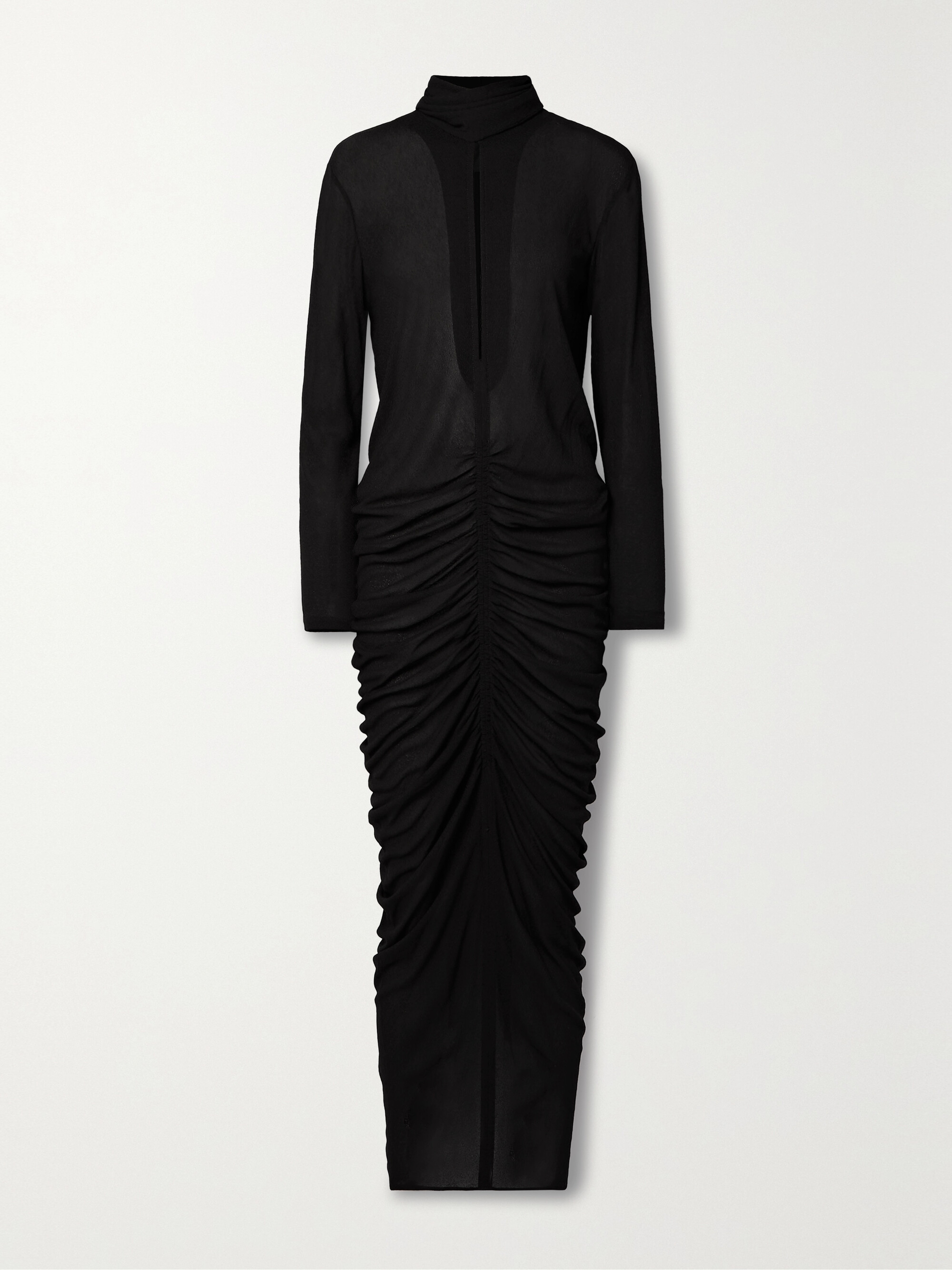 Givenchy Cutout ruched stretch-crepe turtleneck gown