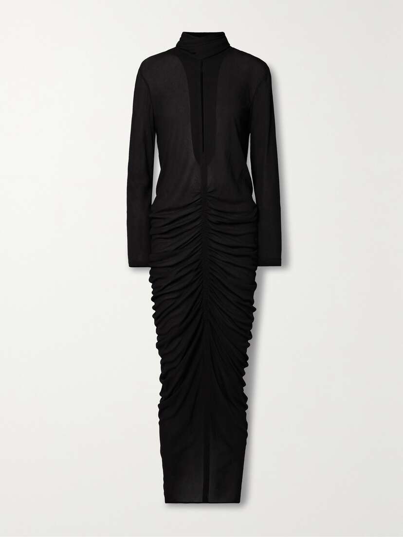 Givenchy Cutout Ruched Stretch-crepe Turtleneck Gown