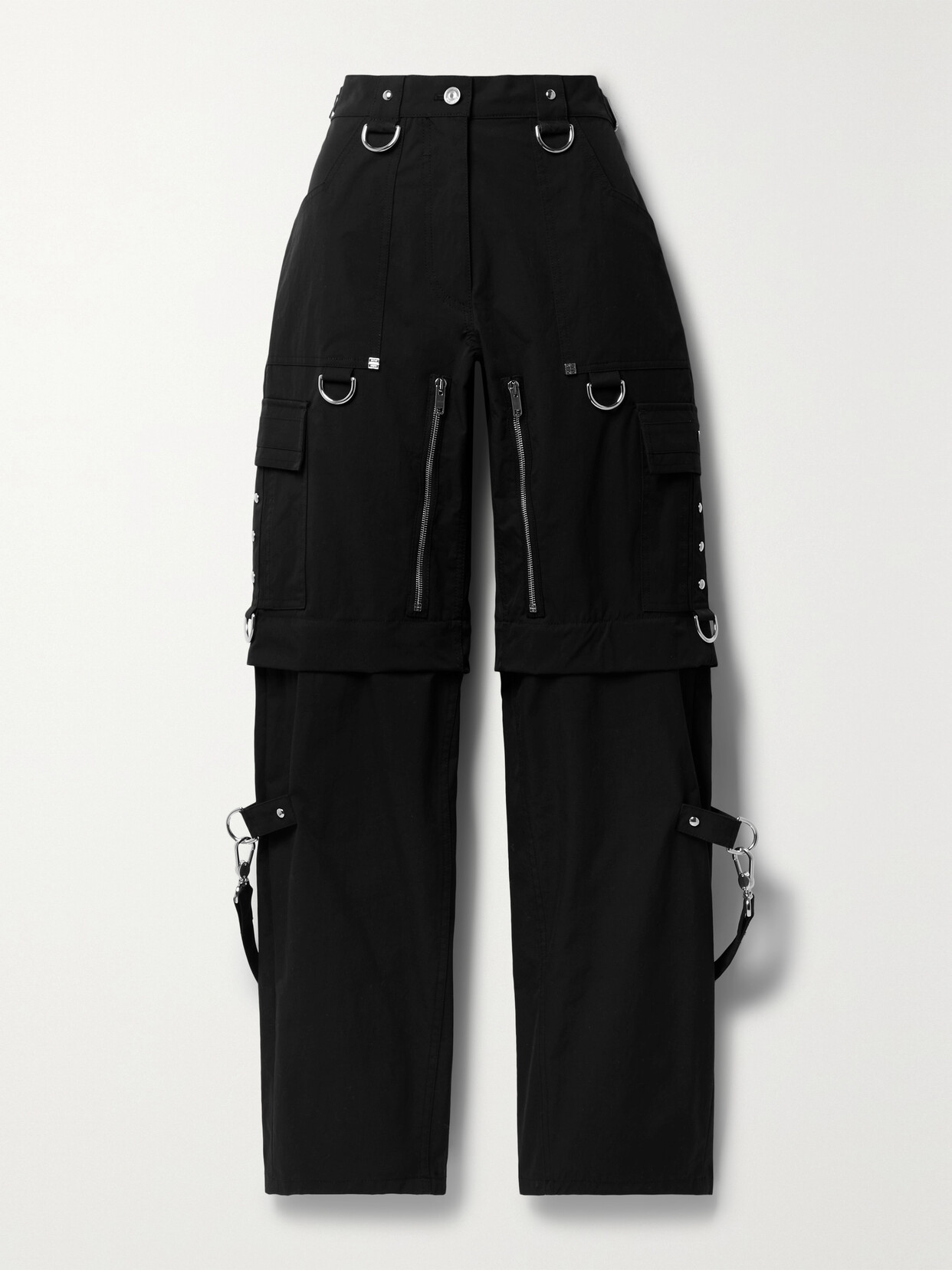 Givenchy Convertible Embellished Twill Cargo Pants In Black