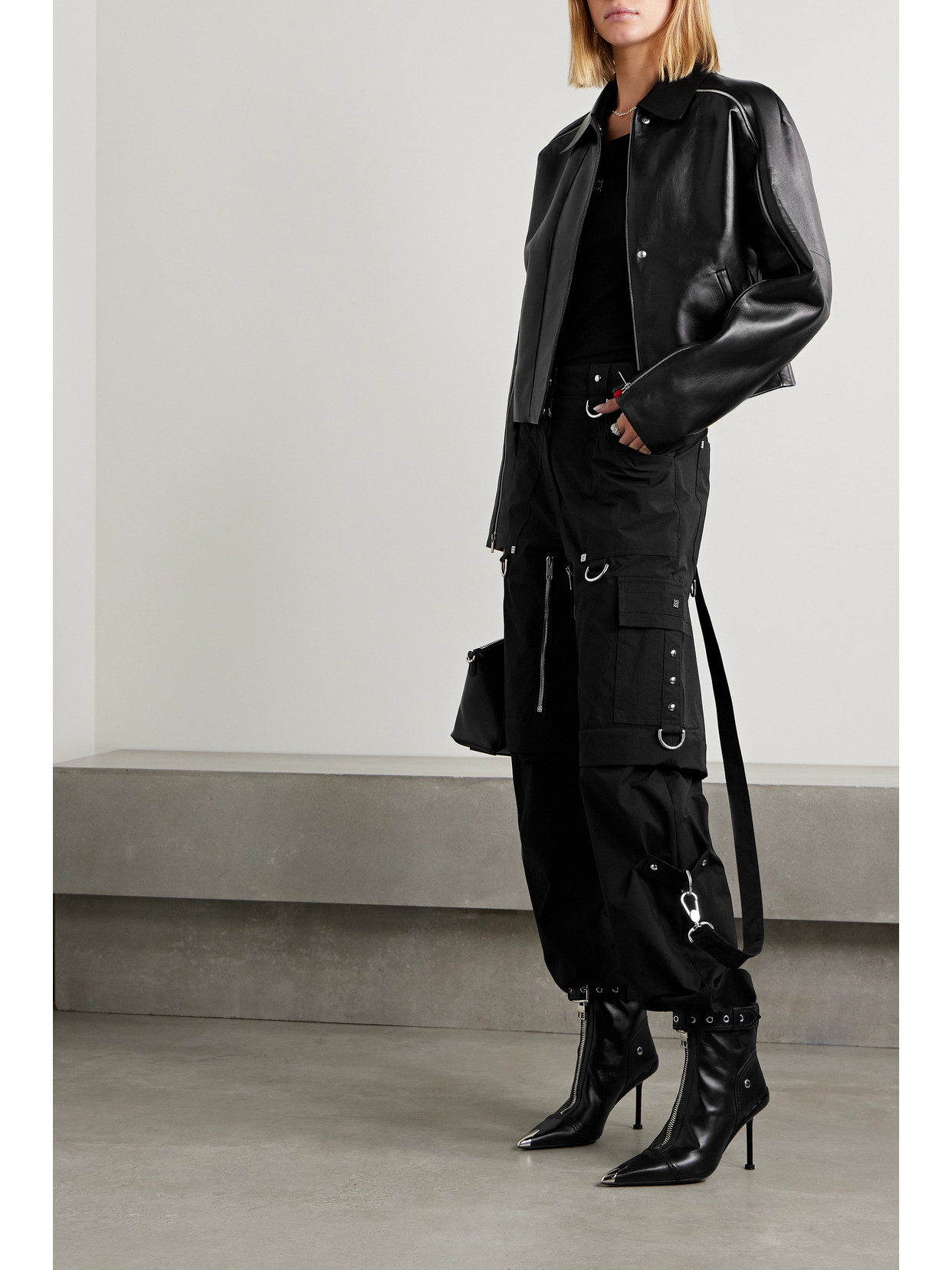 Givenchy Convertible Embellished Twill Cargo Pants In Black