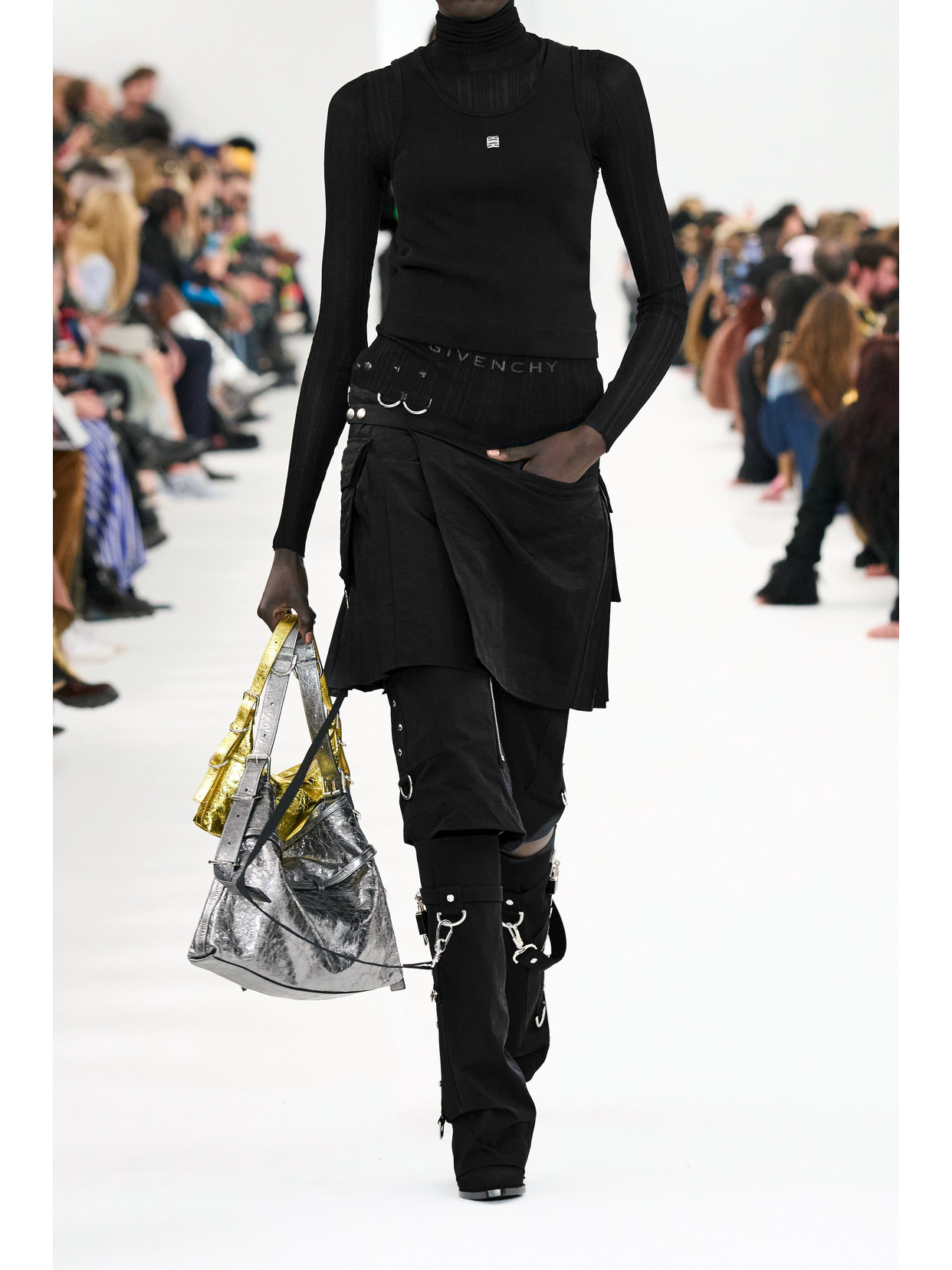 Givenchy Convertible Embellished Twill Cargo Pants In Black