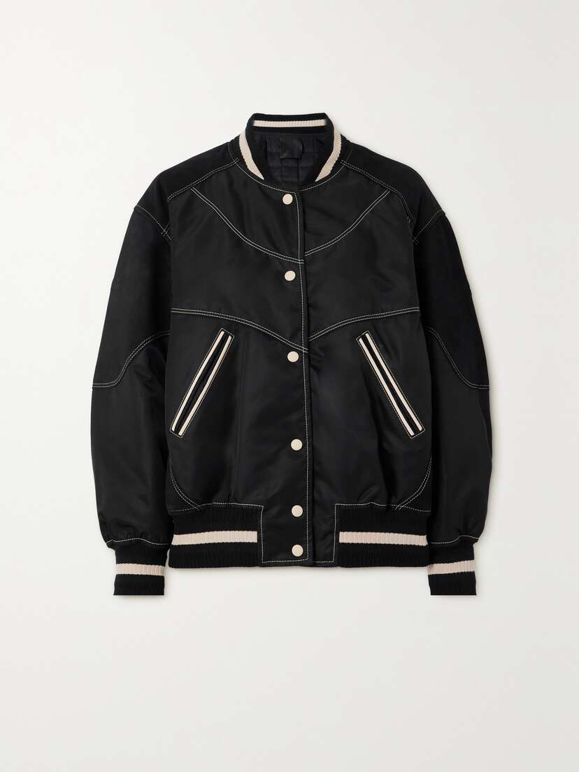 Givenchy Suede-paneled Padded Shell Bomber Jacket