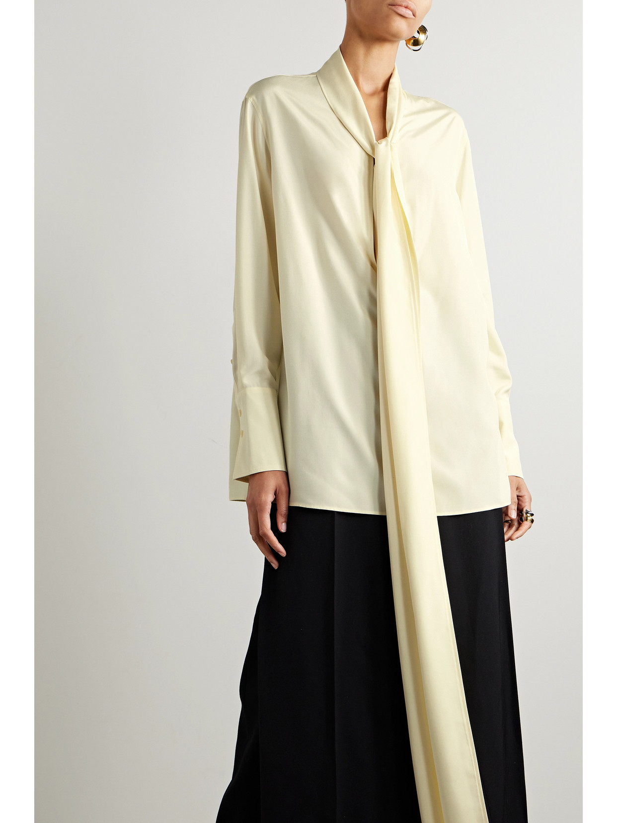 Givenchy Long-sleeved Silk Blouse In Yellow