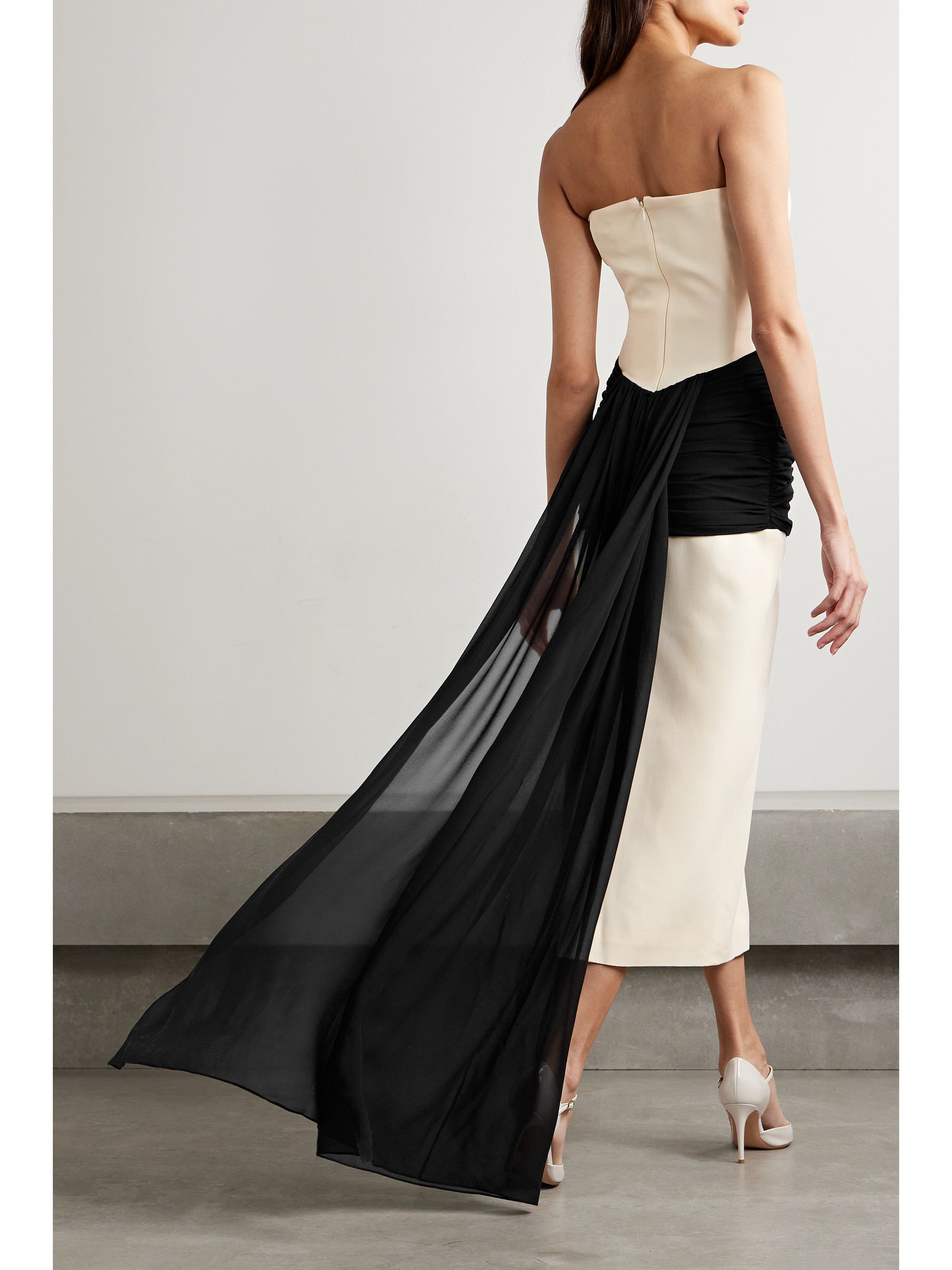 Givenchy Strapless crepe and ruched silk-georgette gown thumbnail