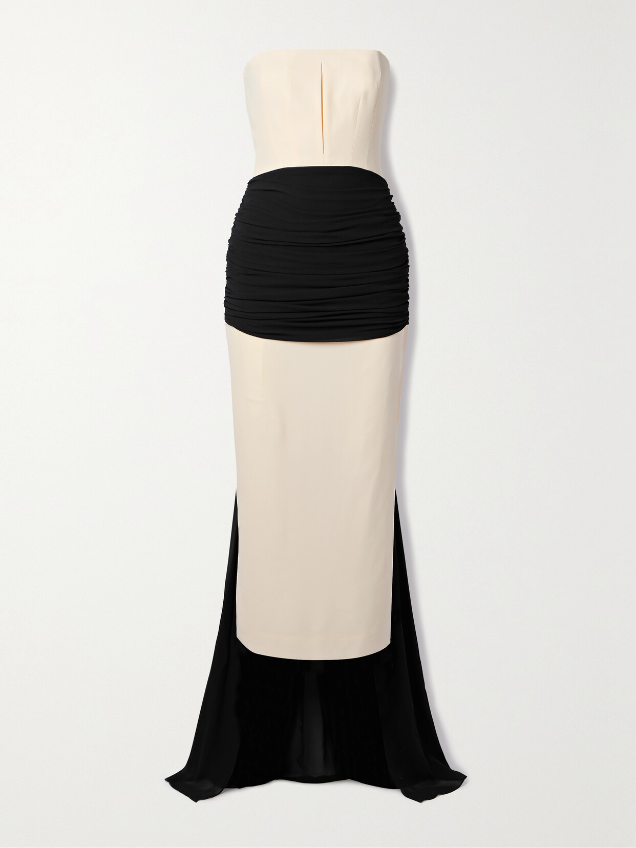 Givenchy Strapless Crepe And Ruched Silk-georgette Gown In White