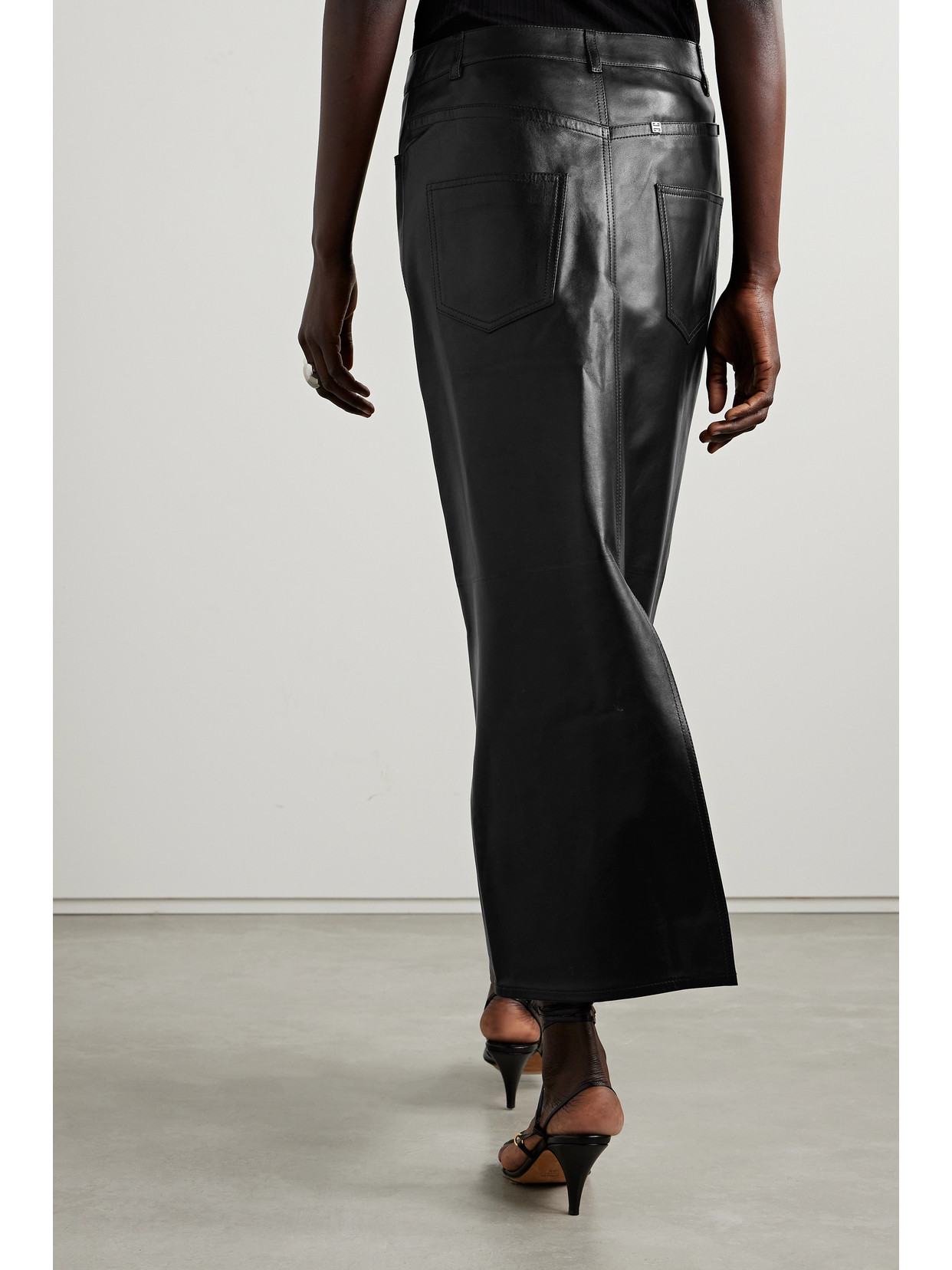 Shop Givenchy Leather Maxi Skirt In Black