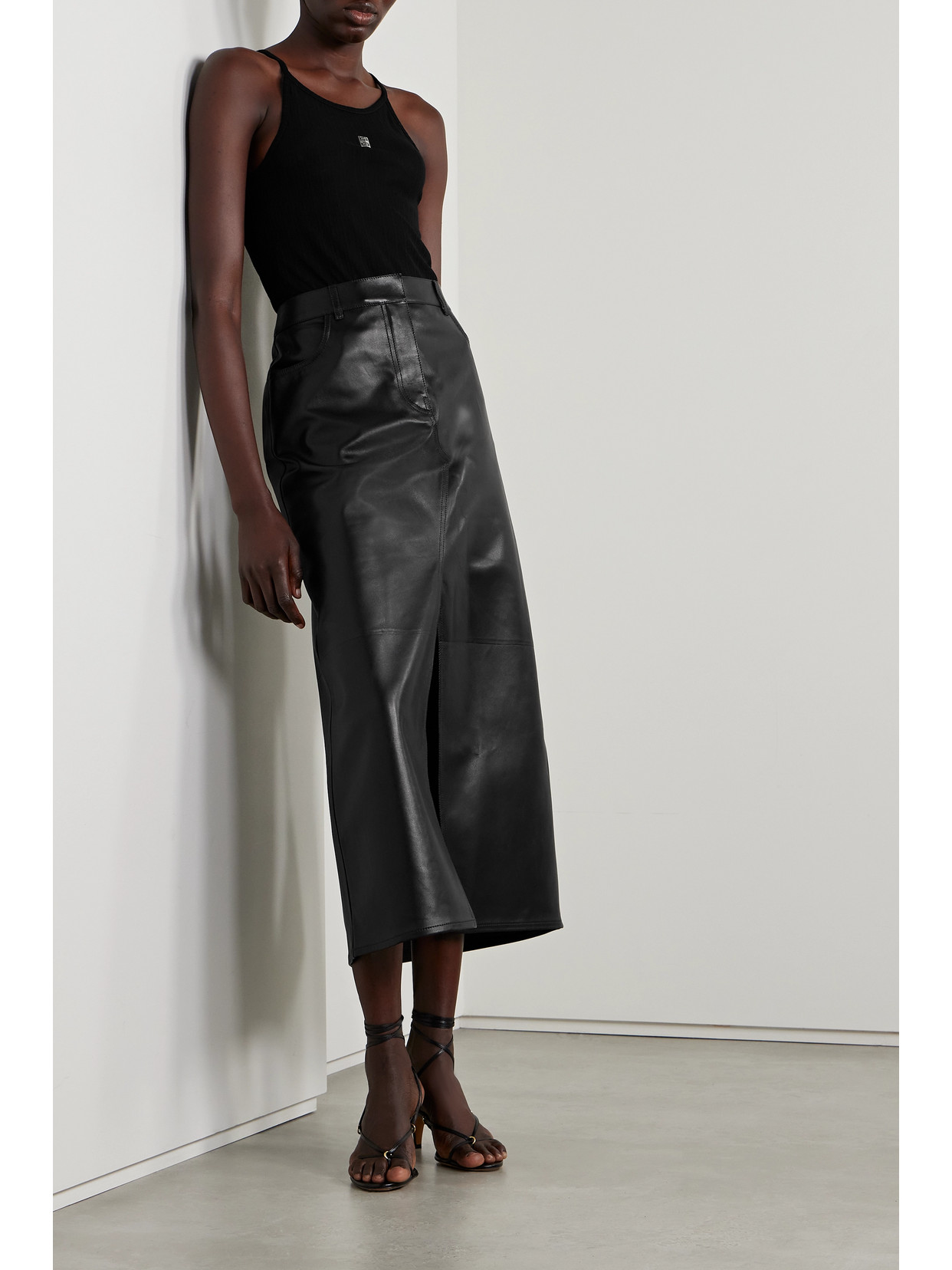 Givenchy Woman Maxi Skirt Black Size 8 Lambskin In Black