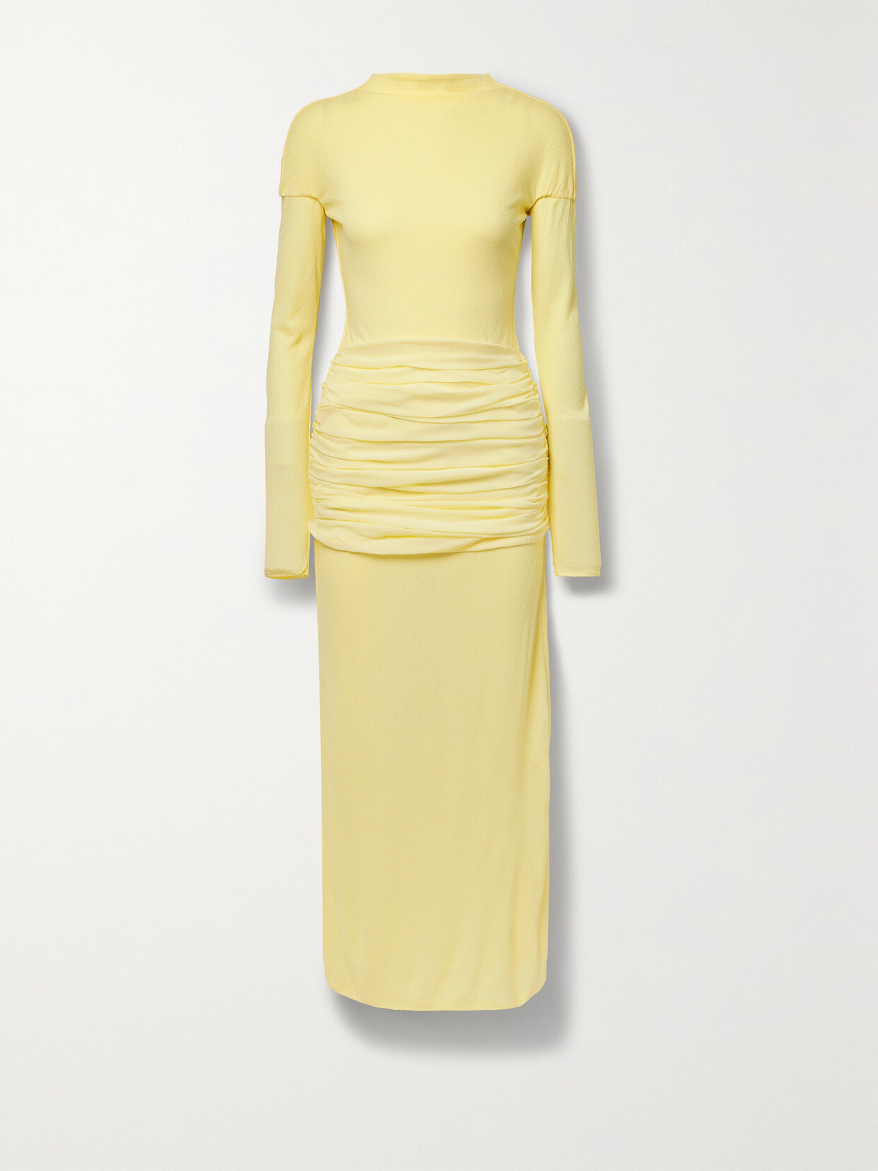 Givenchy Paneled Ruched Crepe Gown In Yellow