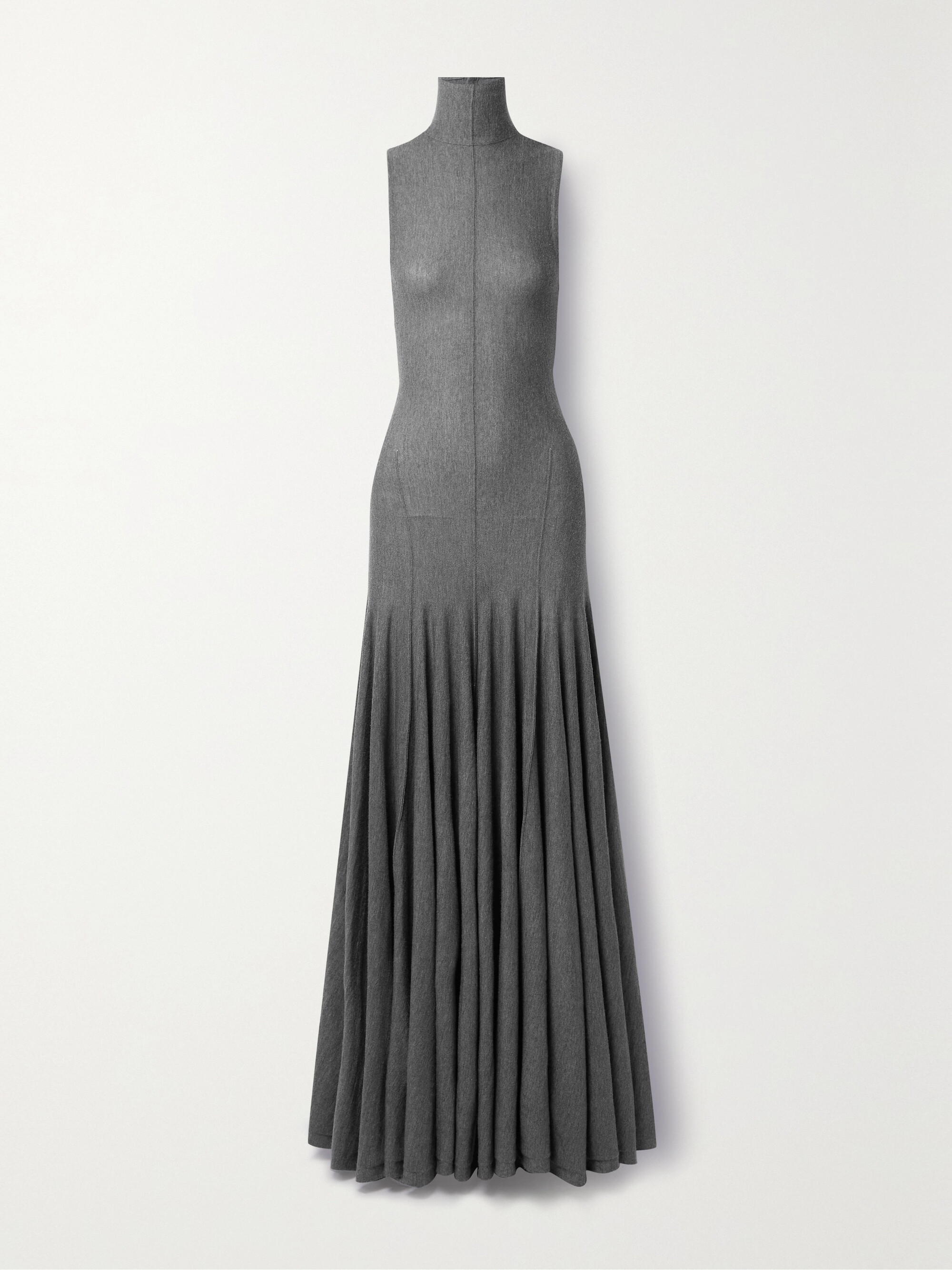 KHAITE Romee open-back draped merino wool maxi dress