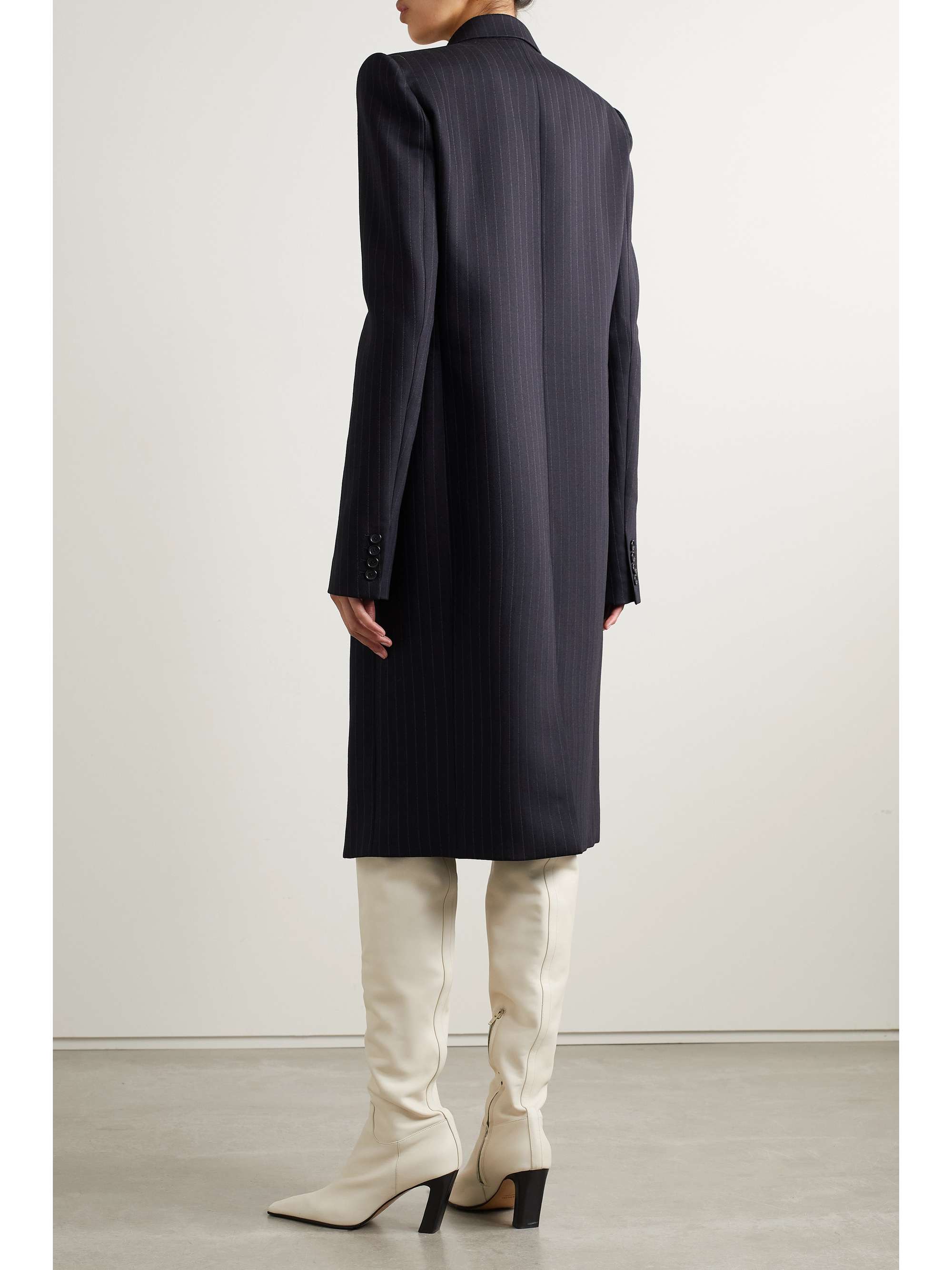 KHAITE Kento double-breasted pinstriped wool-blend coat | NET-A-PORTER