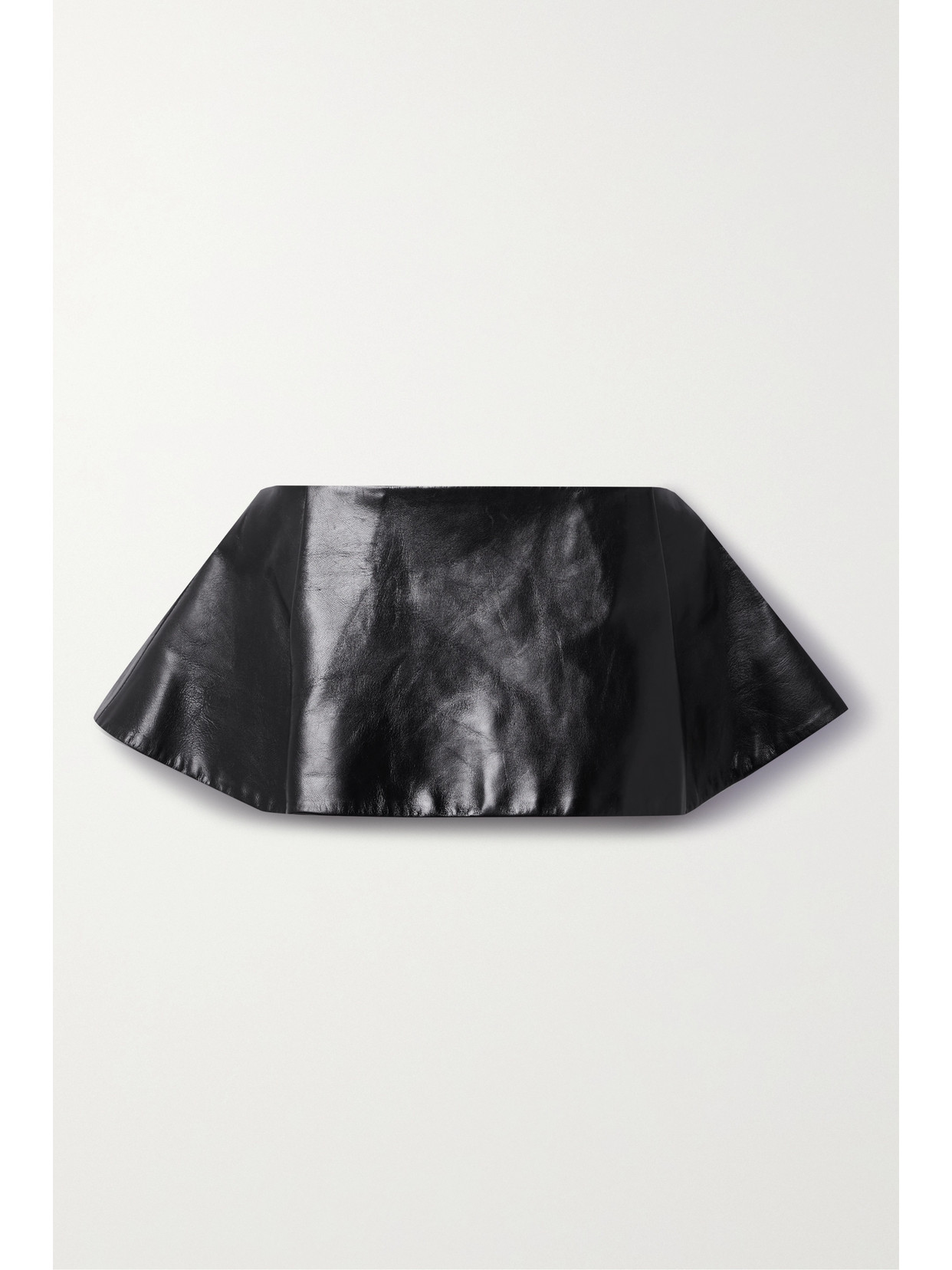 Shop Khaite Rafla Pleated Leather Mini Skirt In Black