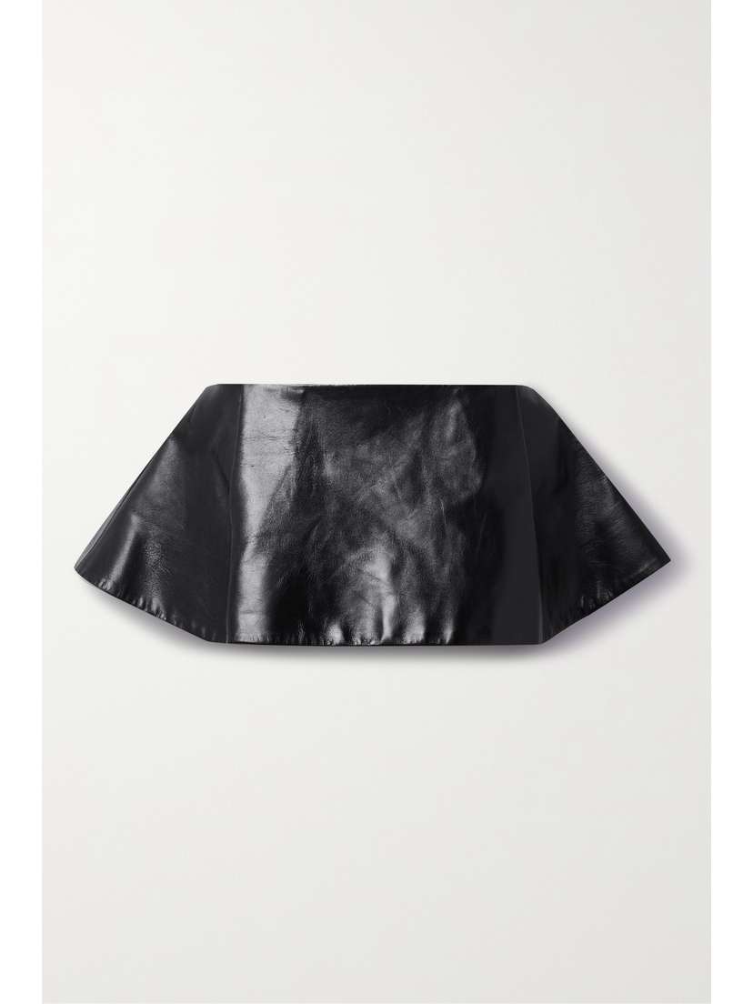 Khaite Rafla Pleated Leather Mini Skirt