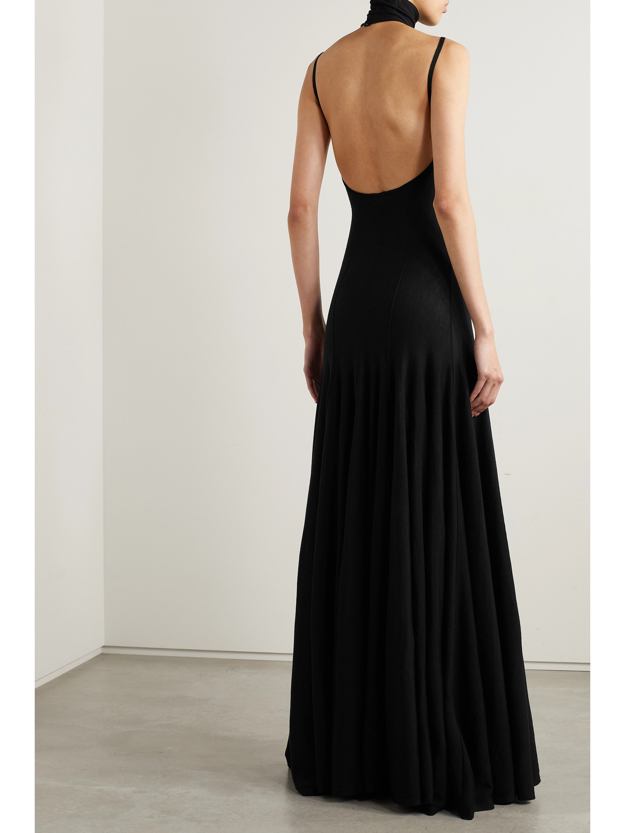 Khaite Romee Open-back Draped Merino Wool Maxi Dress In Black