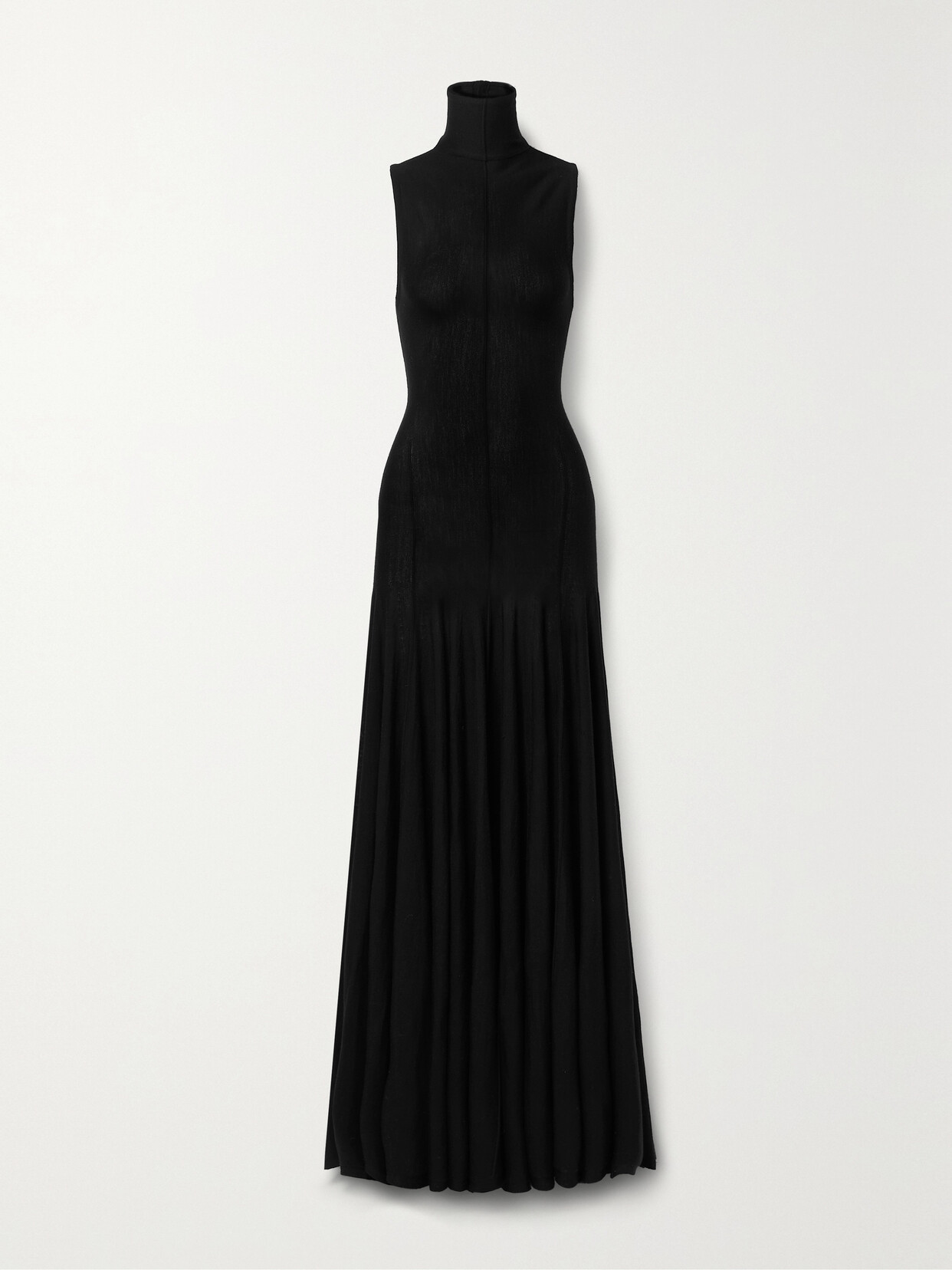 Khaite Romee Open-back Draped Merino Wool Maxi Dress In Black