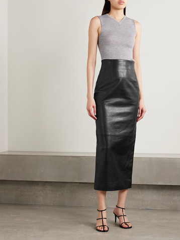 KHAITE Loxley leather maxi skirt