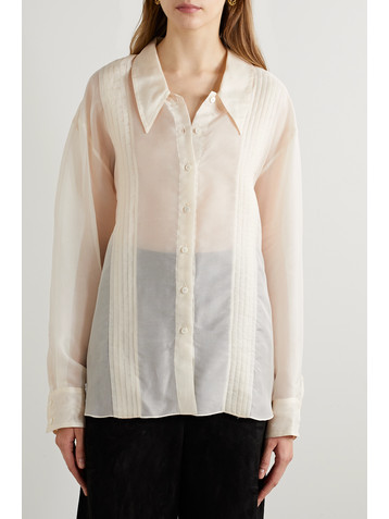 KHAITE Nori pintucked silk-organza shirt