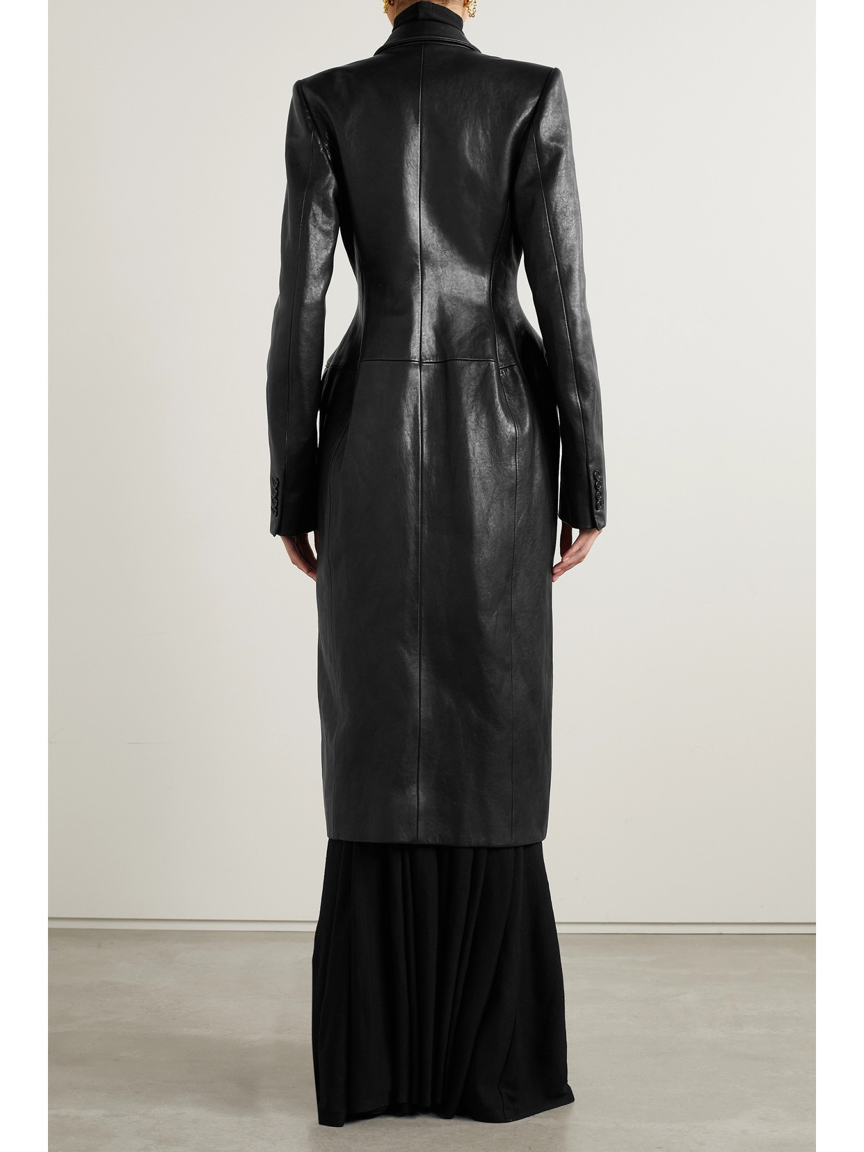 Shop Khaite Carmona Double-breasted Textured-leather Coat In Black