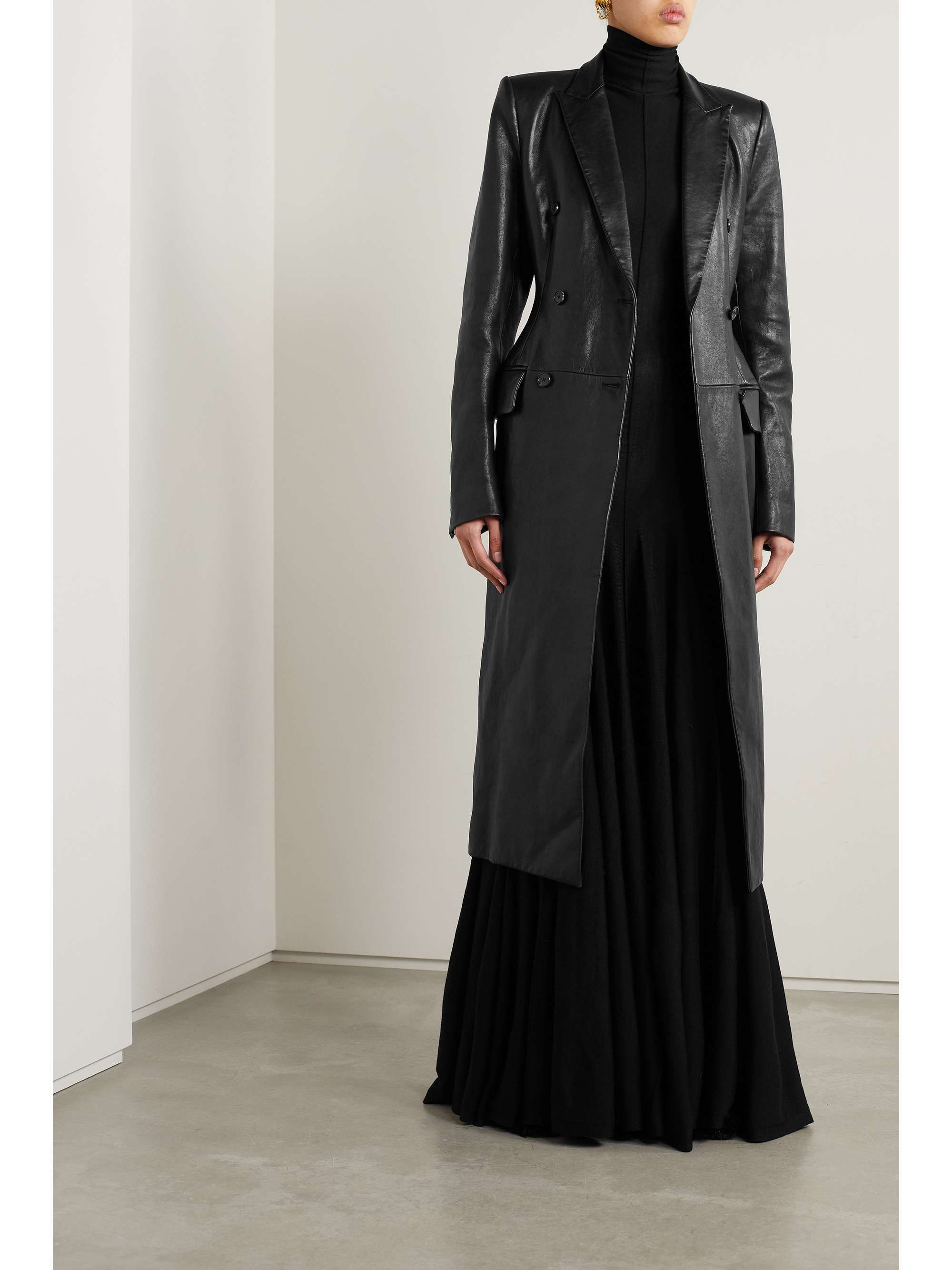 KHAITE Carmona double-breasted textured-leather coat | NET-A-PORTER