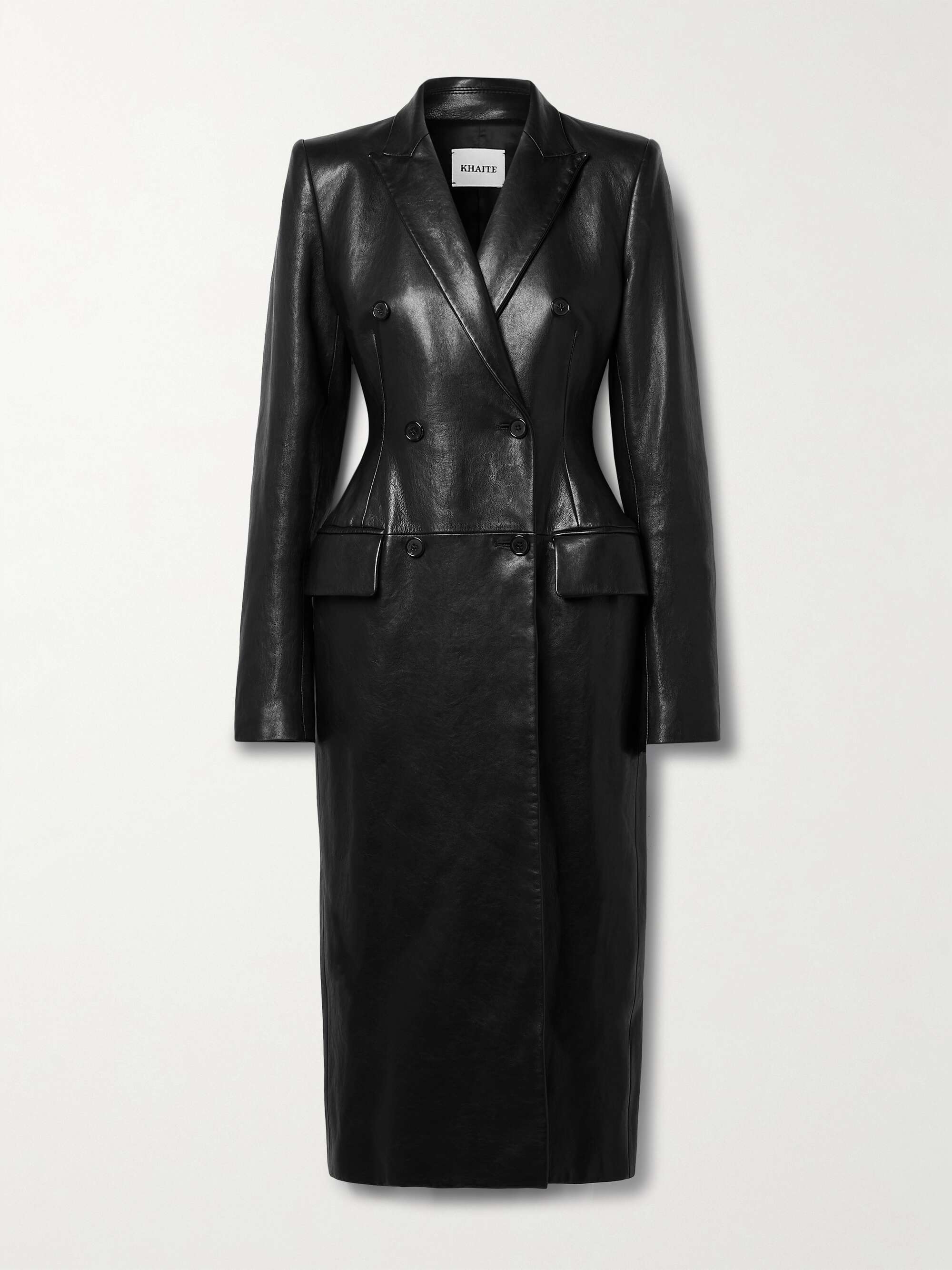 KHAITE Carmona double-breasted textured-leather coat | NET-A-PORTER