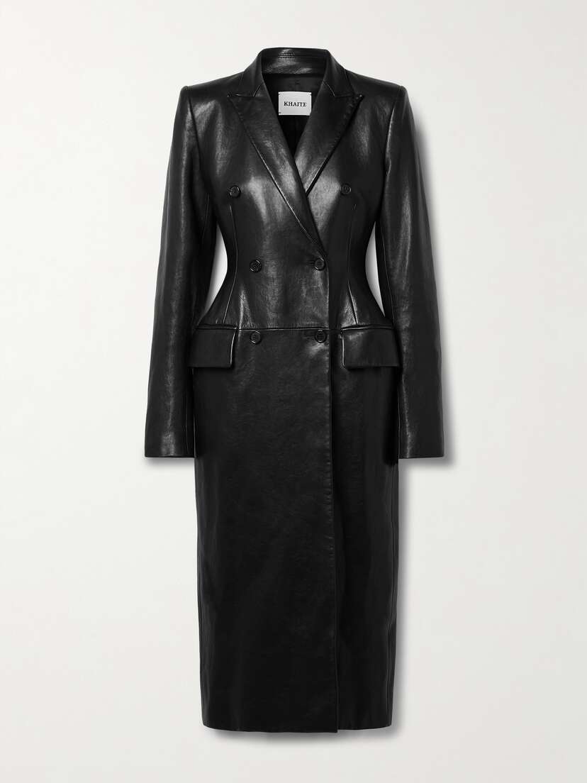 Khaite Carmona Double-breasted Textured-leather Coat