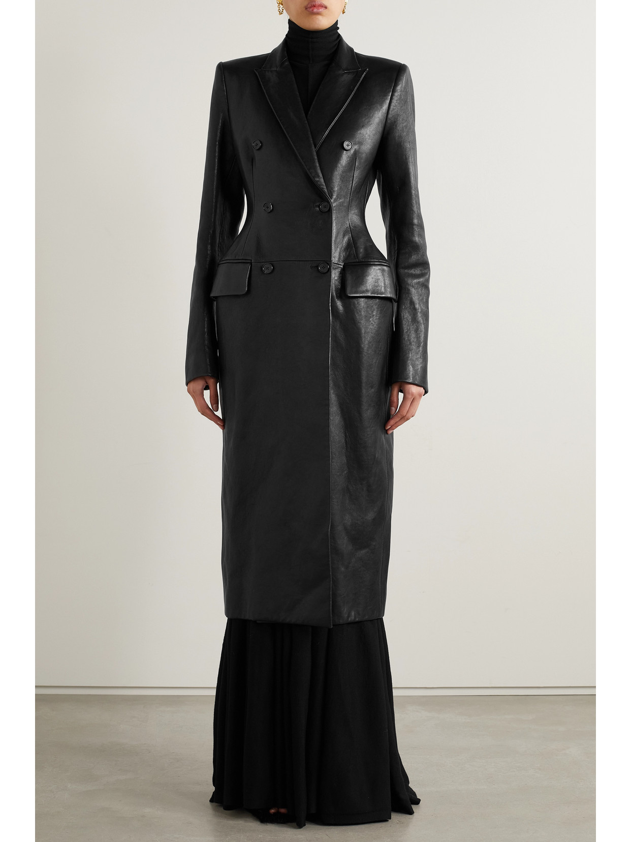 Khaite Carmona Leather-like Trench Coat In Black