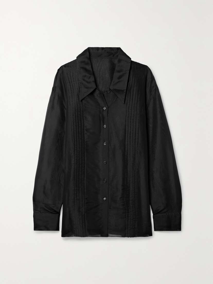 Khaite Nori Pintucked Silk-organza Shirt