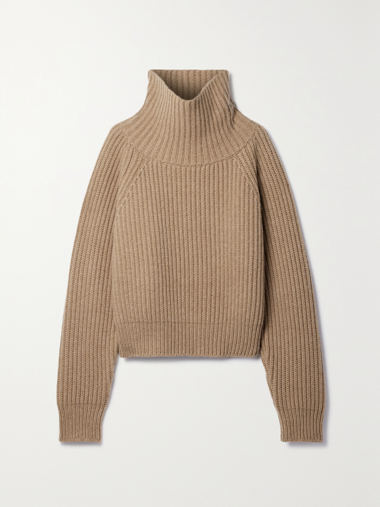 Khaite Lanzino Ribbed Cashmere Turtleneck Sweater In Brown