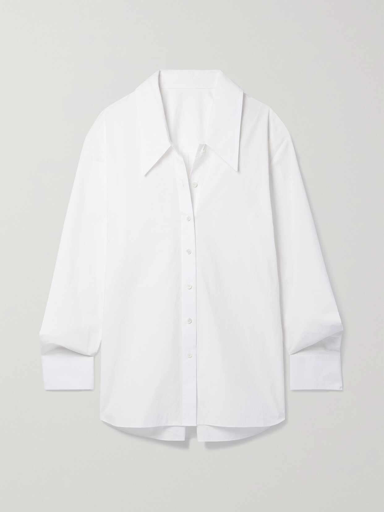 Shop Khaite Lago Cotton-poplin Shirt In White