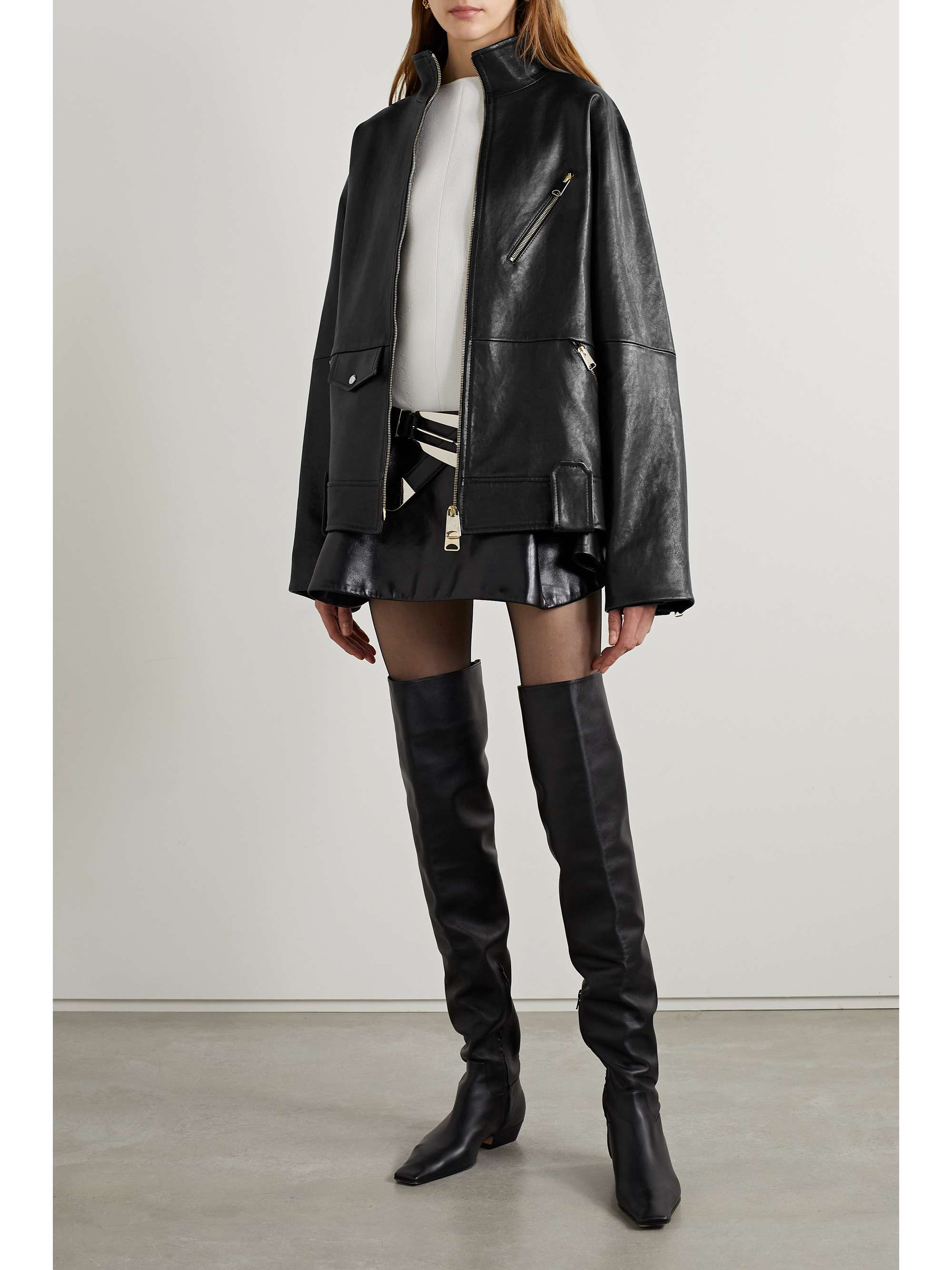 KHAITE Shallin leather biker jacket | NET-A-PORTER