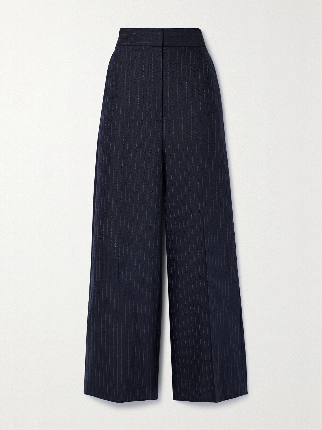 Khaite - Banton Pinstriped Wool-blend Wide-leg Pants - Blue