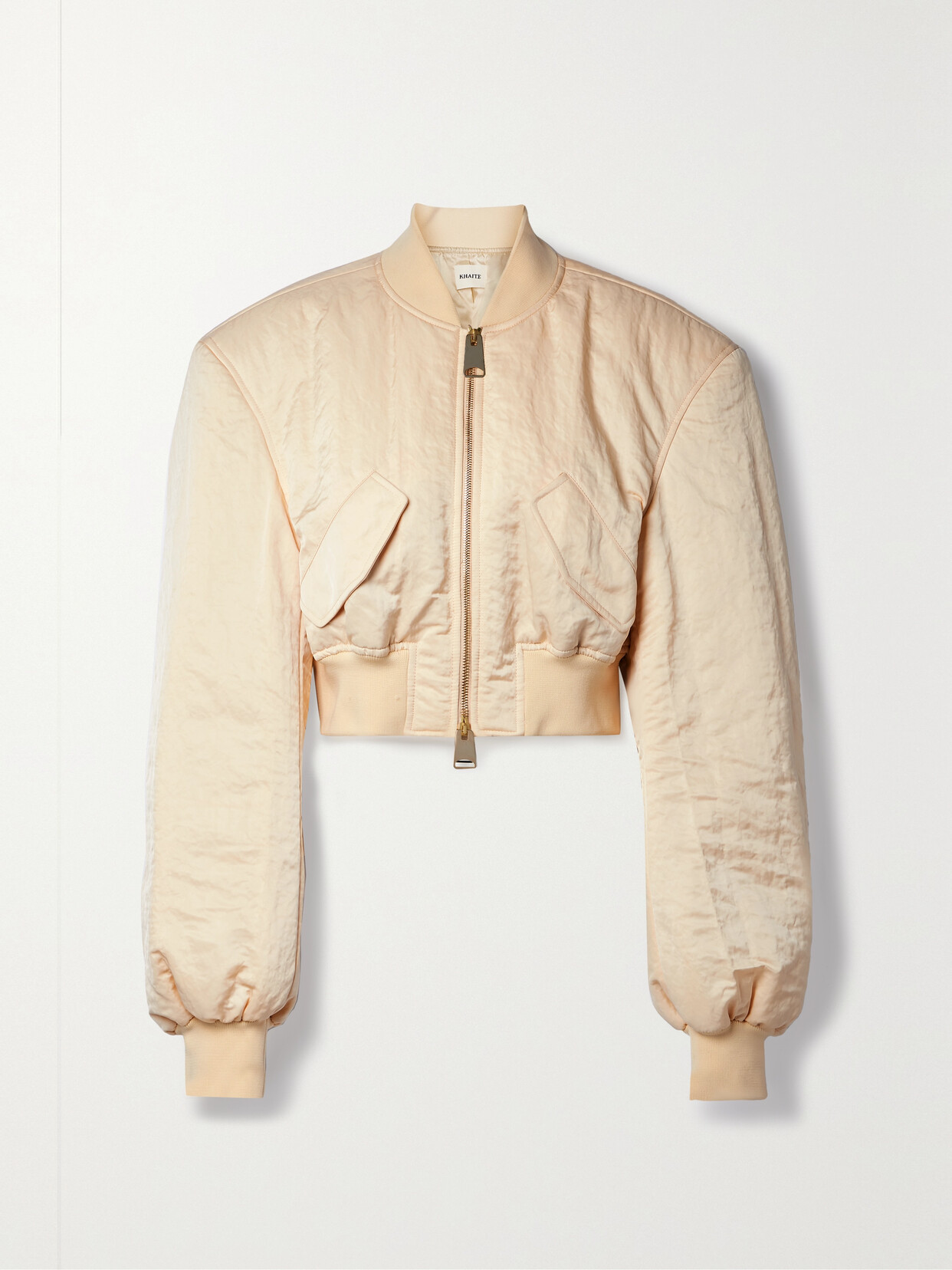 Khaite - Reggie Cropped Crinkled-shell Bomber Jacket - Neutrals