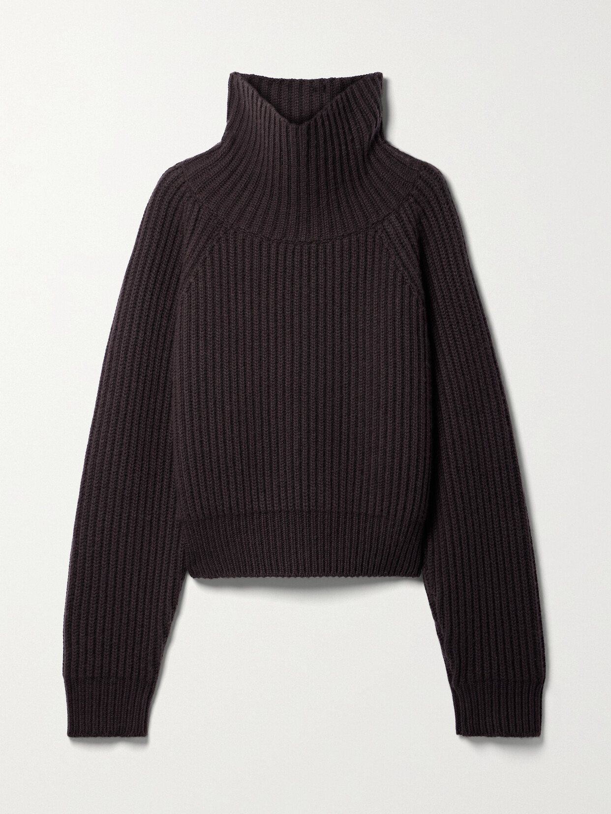 Shop Khaite Lanzino Ribbed Cashmere Turtleneck Sweater In Brown