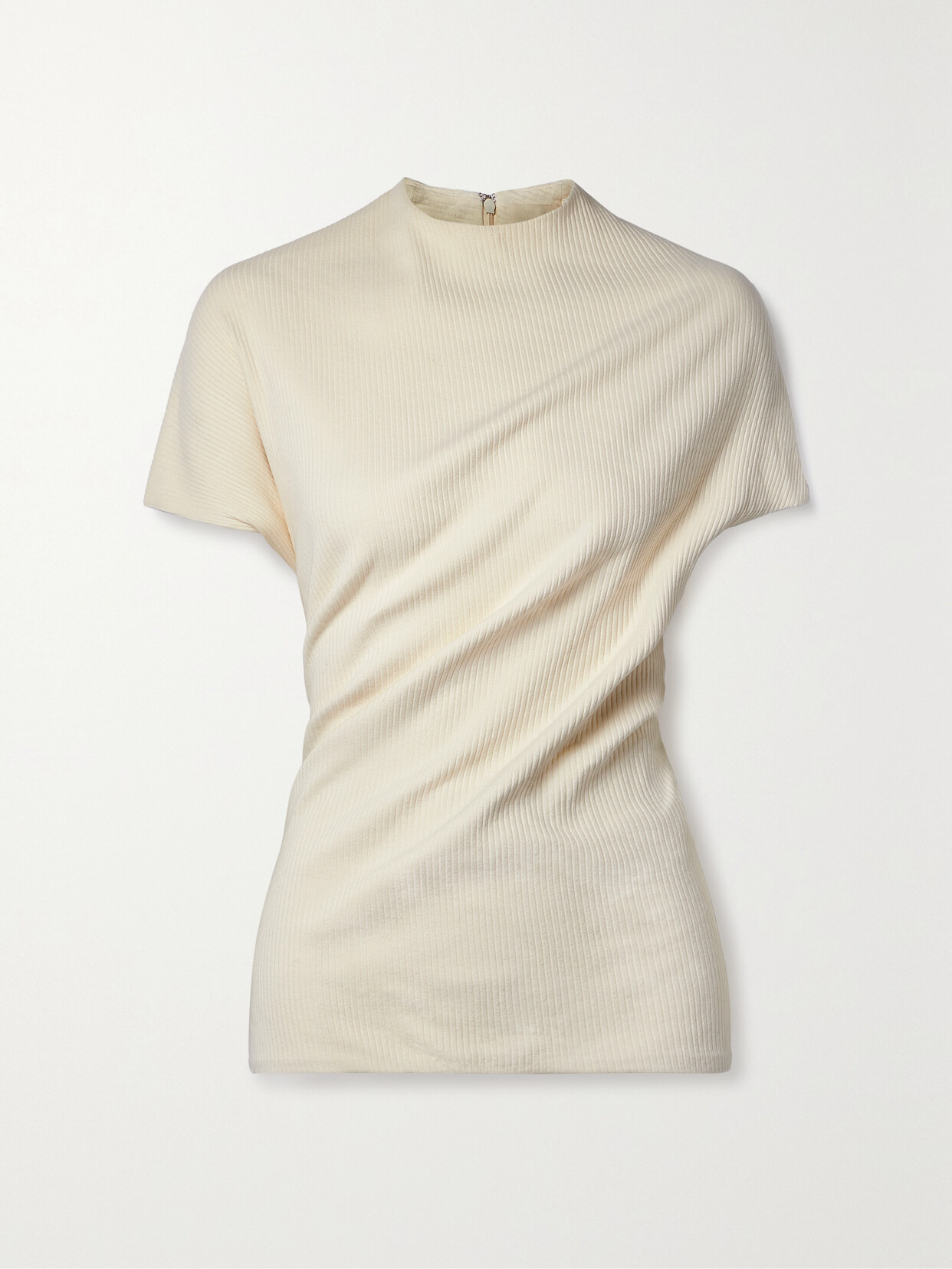 Khaite - Helene Paneled Ribbed Stretch-cotton Top - Cream