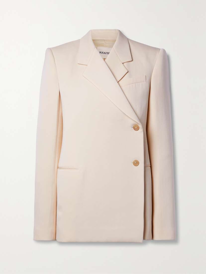 Khaite Otero Asymmetric Wool-blend Twill Blazer