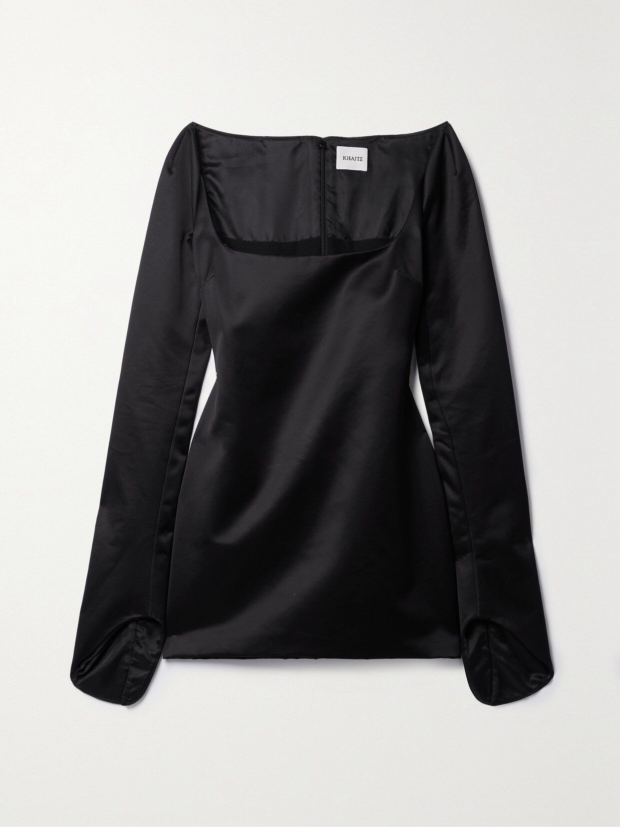 KHAITE - Tate Cotton-blend Duchesse-satin Mini Dress - Black